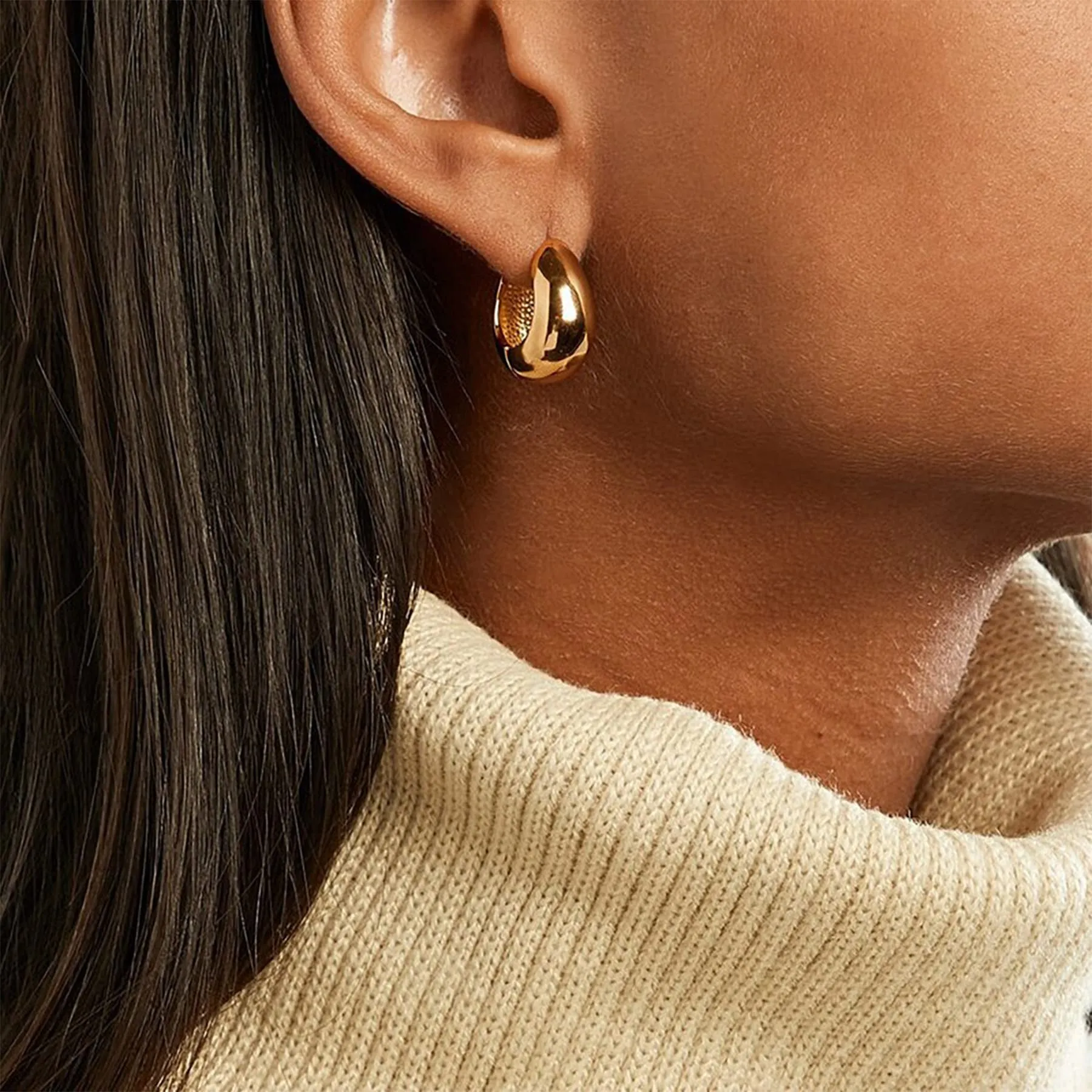 KISSPAT Orecchini a Cerchio Donna in Oro 14K e Argento - immagine 2