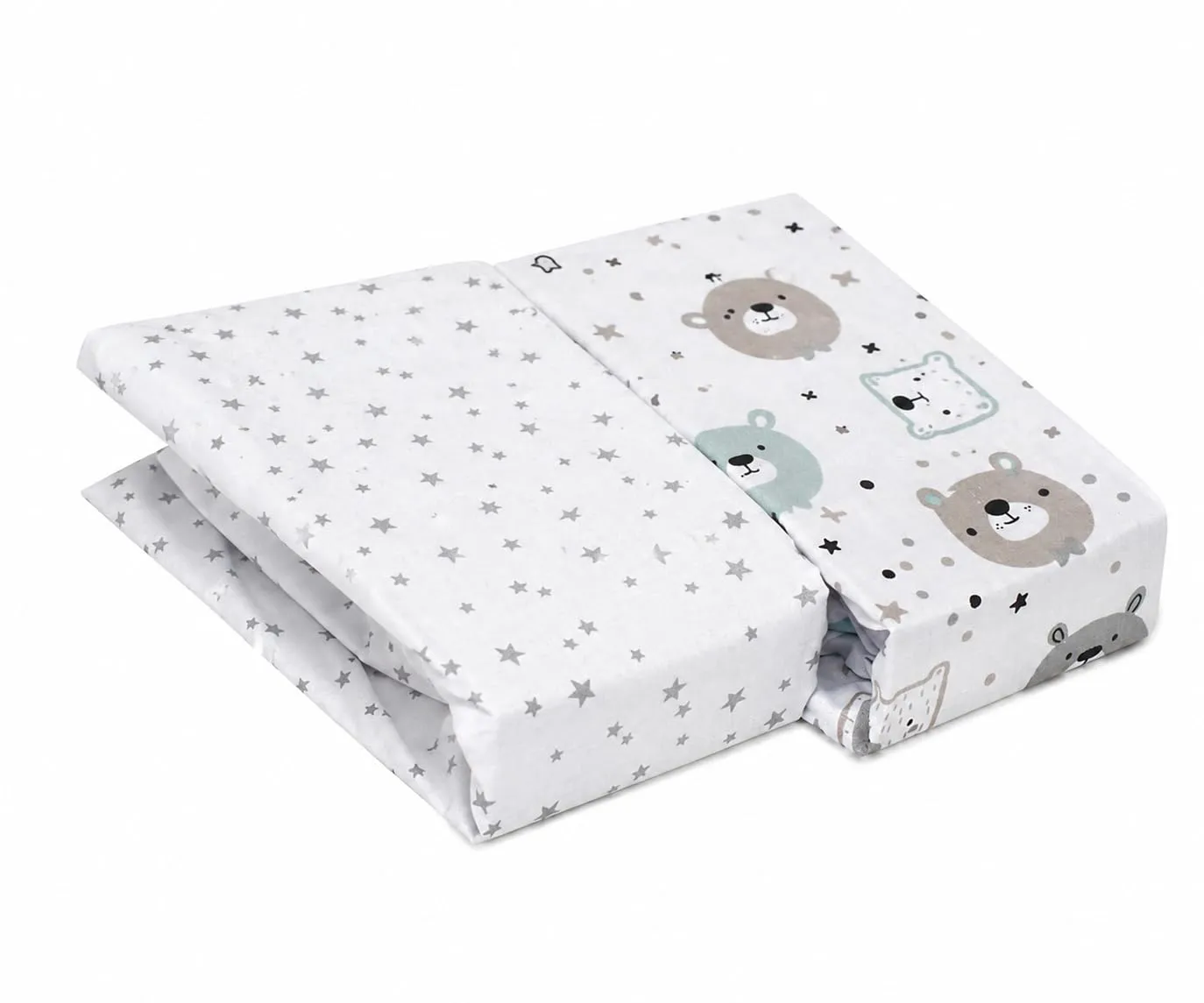 FlyIdeas Set 2 Lenzuola con Angoli per Lettino Neonato 60x120 cm, 100% Cotone, Cute Bears - immagine 1