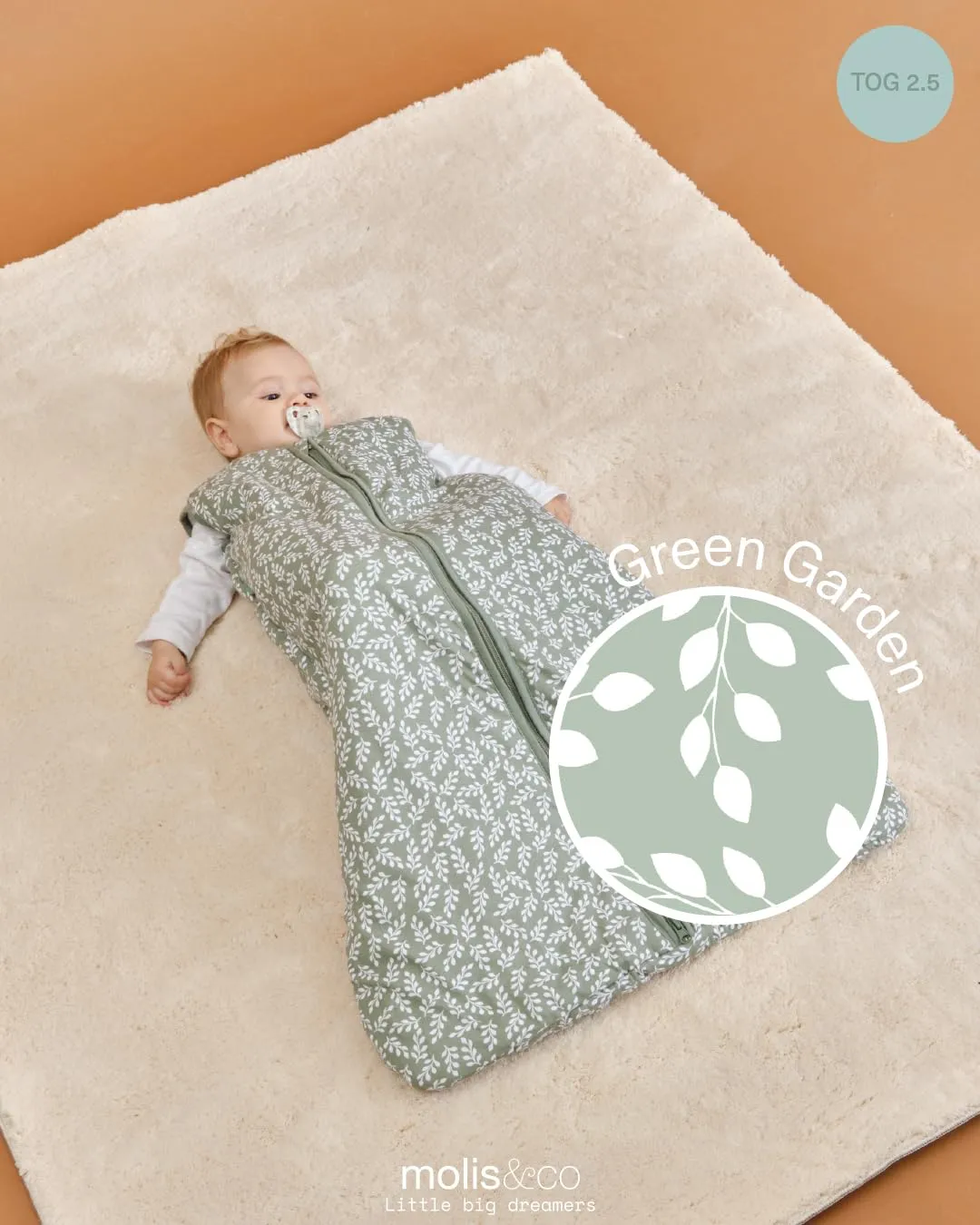 molis & co Sacco Nanna Invernale 2.5 TOG, 100% Cotone Oeko-TEX 100, Green Garden, 18-36 mesi - immagine 4