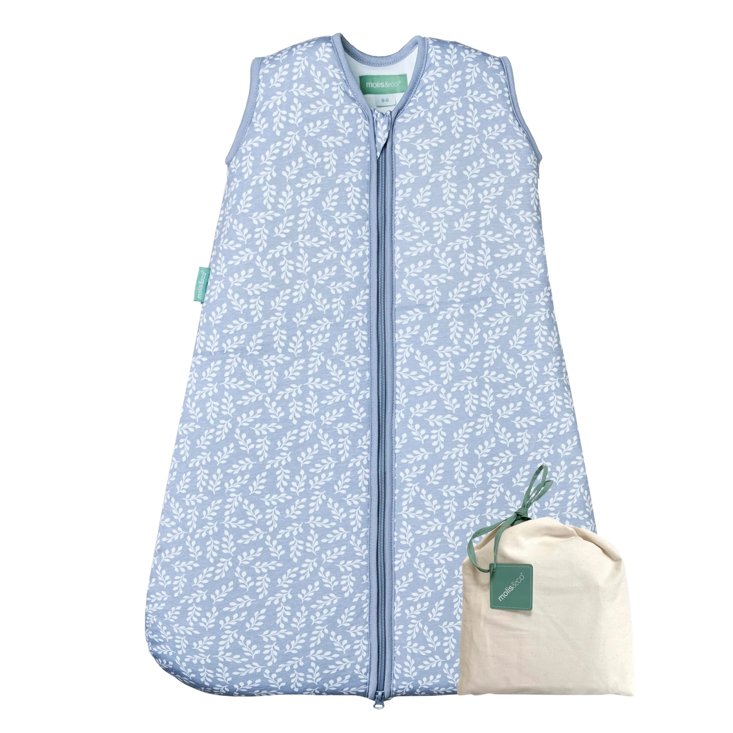 molis & co Sacco Nanna Invernale per Neonati e Bambini, 2.5 TOG, 100% Cotone Oeko-TEX 100, Blue Garden, 6-18 mesi - immagine 1