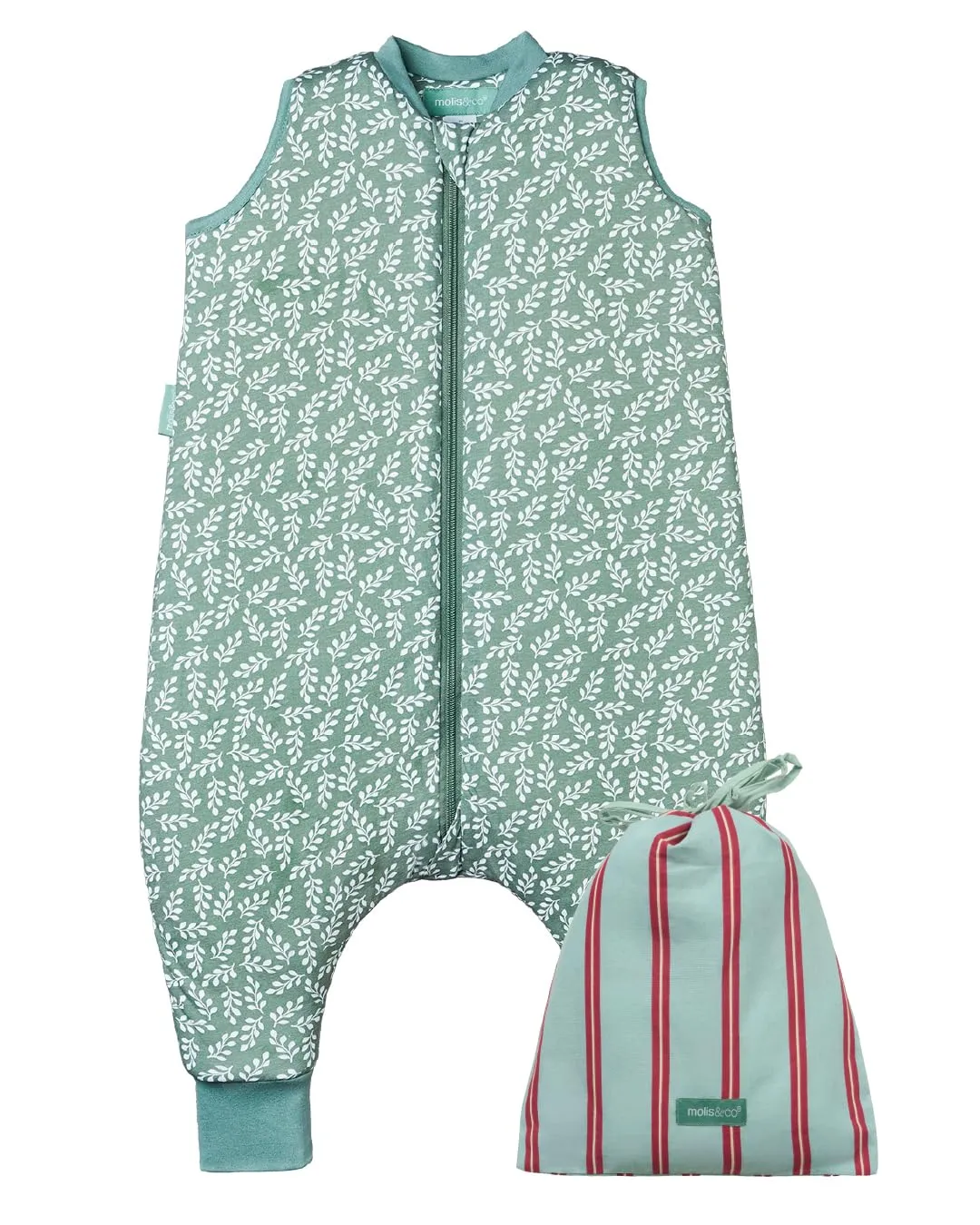 molis & co Sacco Nanna con Piedini Invernale 2.5 TOG, 100% Cotone Oeko-Tex 100, Green Garden, 1 Anno - immagine 1