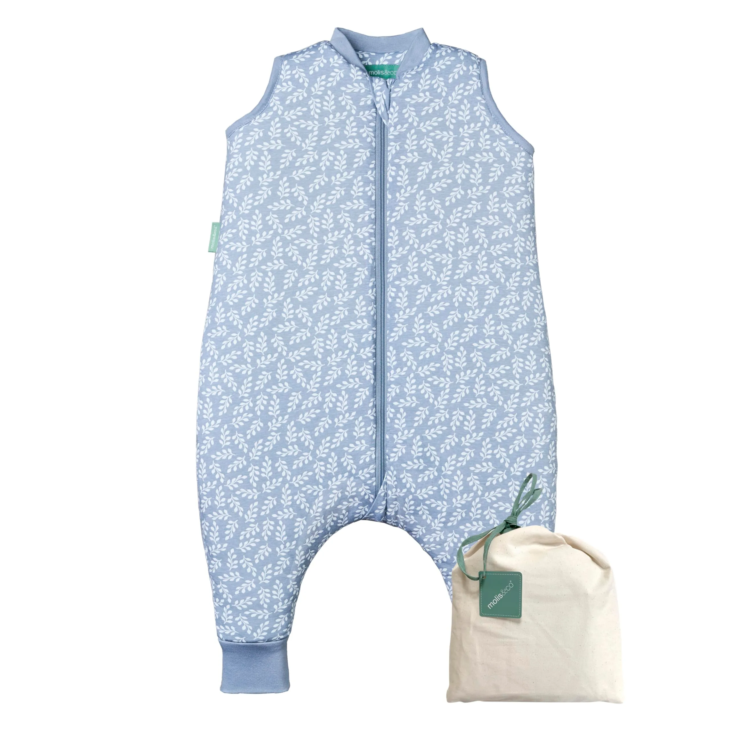 molis & co Sacco Nanna con piedini invernale 2.5 TOG, 100% Cotone Oeko-TEX 100, Blue Garden, 4 anni - immagine 1