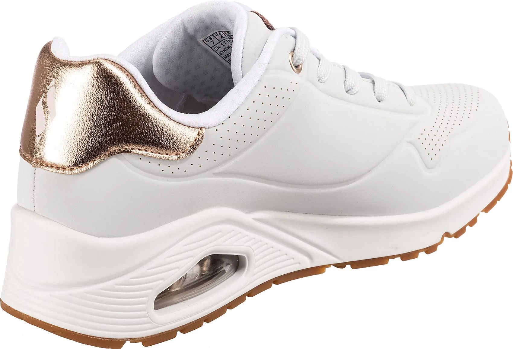 Skechers Uno Golden Air Sneakers Donna, White Black Gold, 36.5 EU - immagine 5