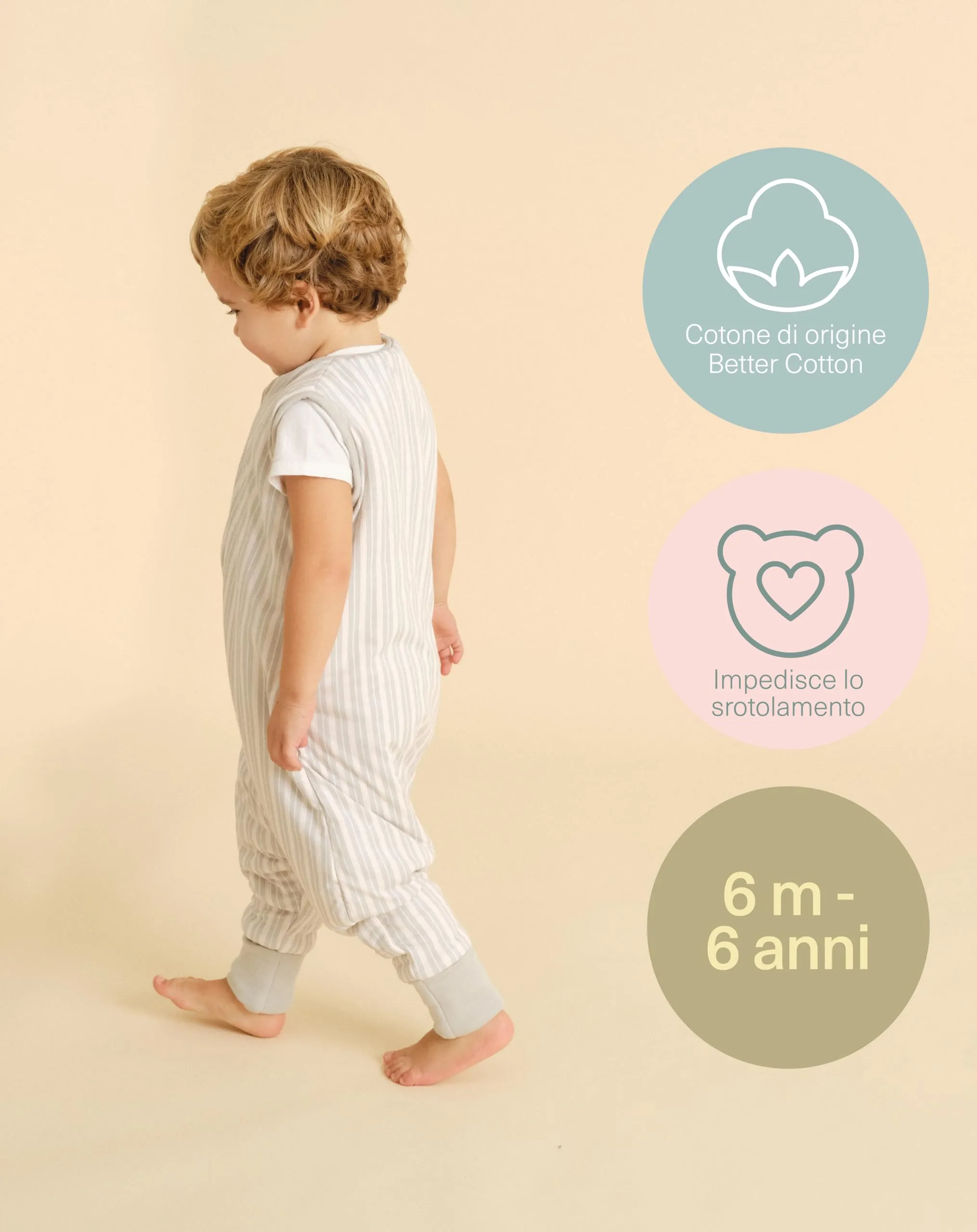 molis & co Sacco Nanna con piedini 1 tog Cotone Dawn Stripes 1 anno - immagine 5