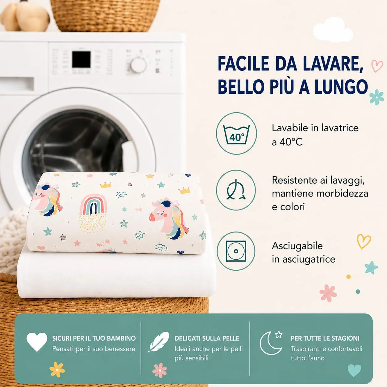 FlyIdeas Set 2 Lenzuola con Angoli per Lettino Bambino 70x140 cm, 100% Cotone - immagine 8