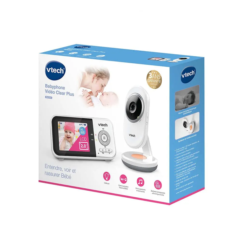 VTech BM3254 Videomonitor per Bambini con Schermo LCD 2,8 pollici, Luce Notturna e Comunicazione Bidirezionale, Bianco - immagine 4