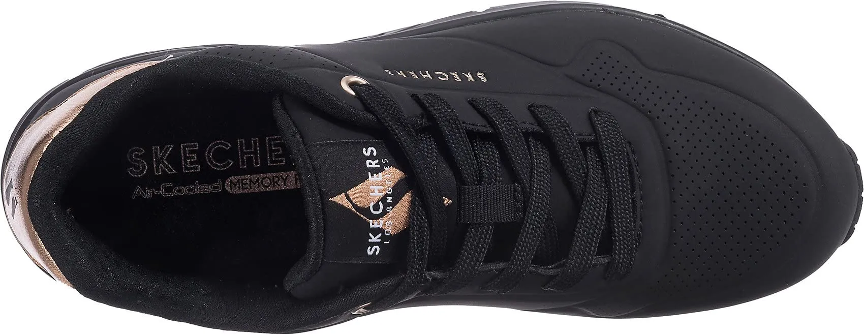 Skechers Donna Uno Golden Air Trainers, Black Durabuck/Mesh Trim, 38 EU - immagine 6