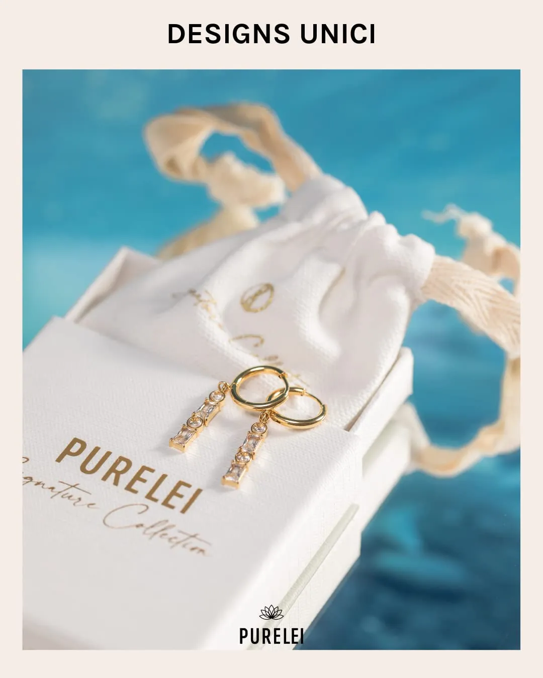 Purelei Orecchini Powder in acciaio inossidabile con pietre preziose, 14 mm, Oro - immagine 5