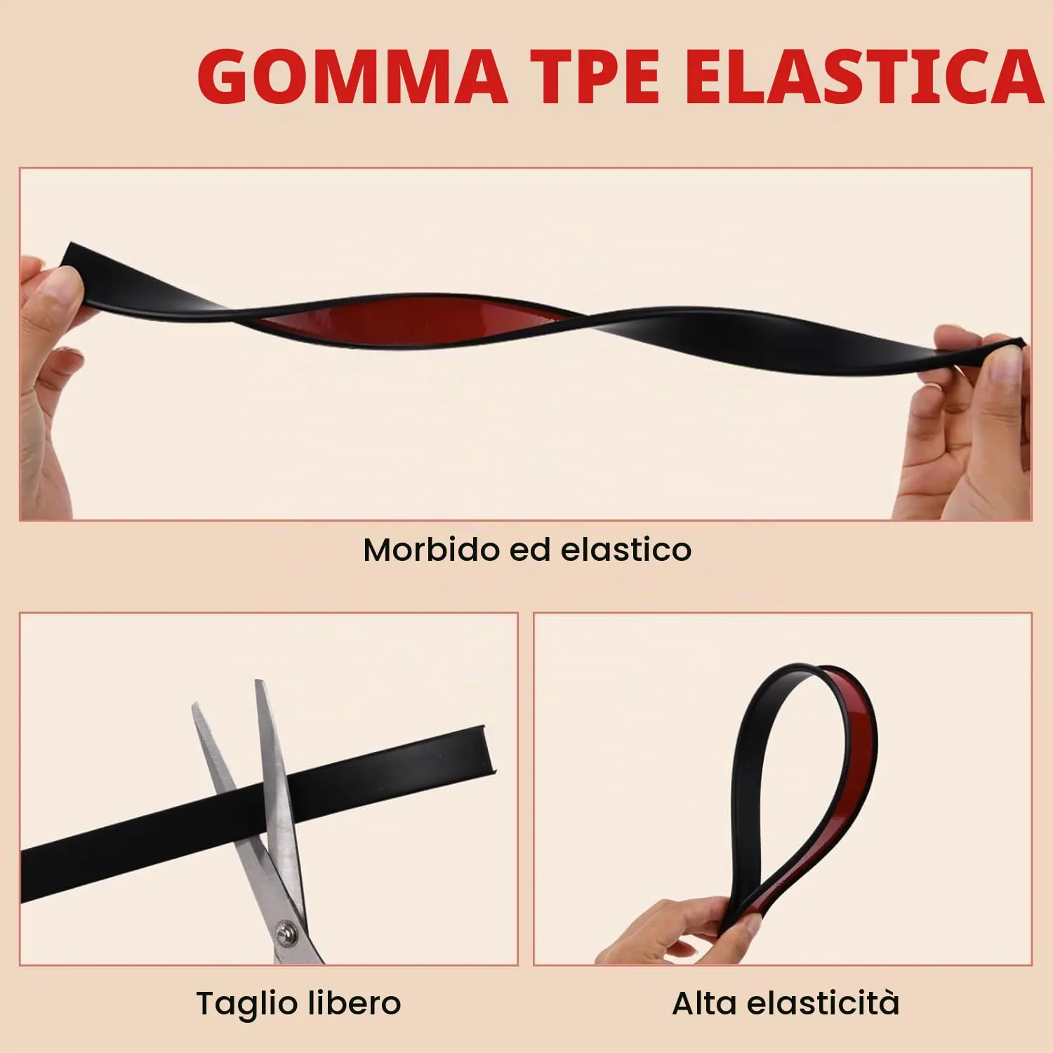 Flintronic Bordatura Autoadesiva a Forma di U, TPE, Nero, 5m x 20mm - immagine 2