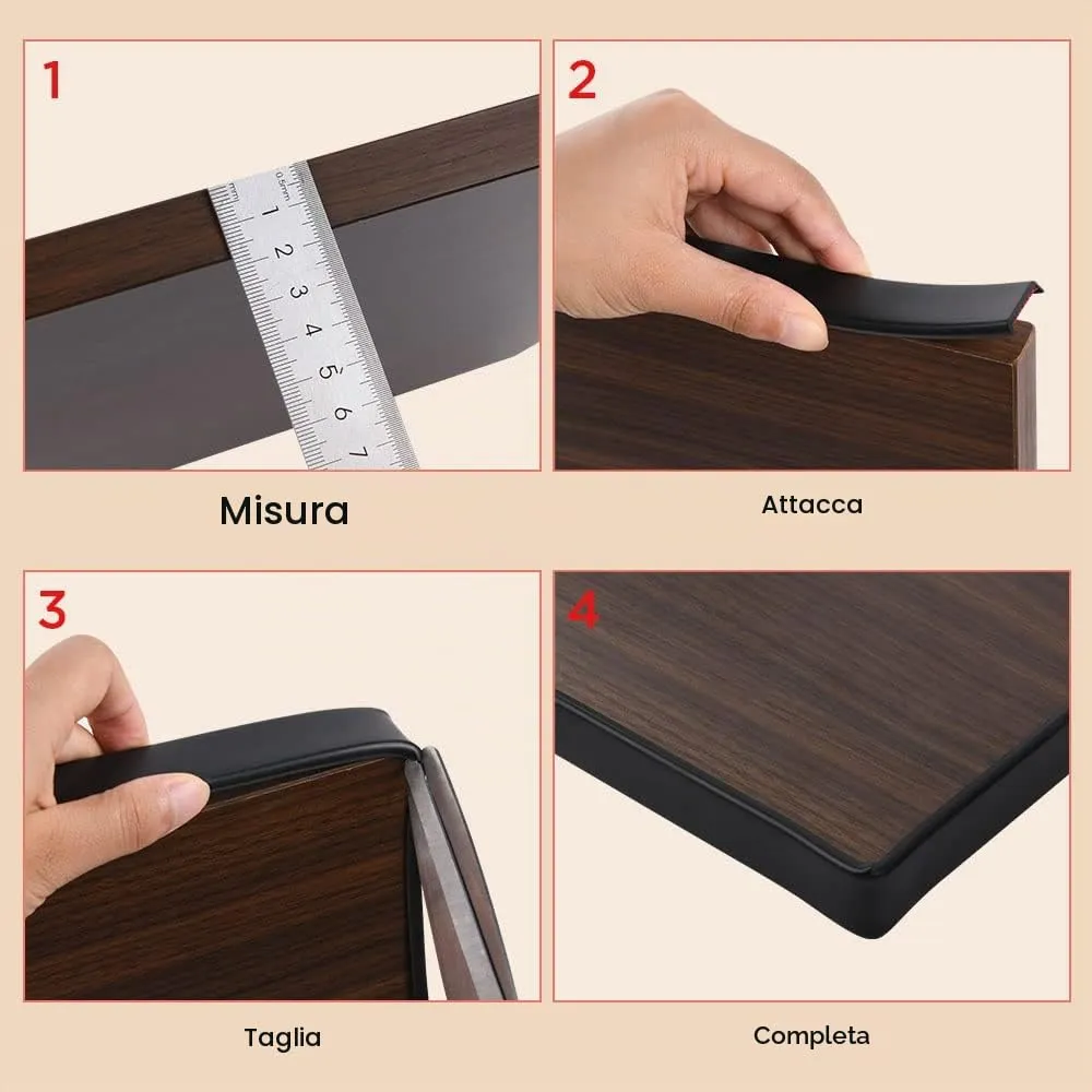 Flintronic Bordatura Autoadesiva per Mobili a Forma di U, 5m x 18mm - immagine 4