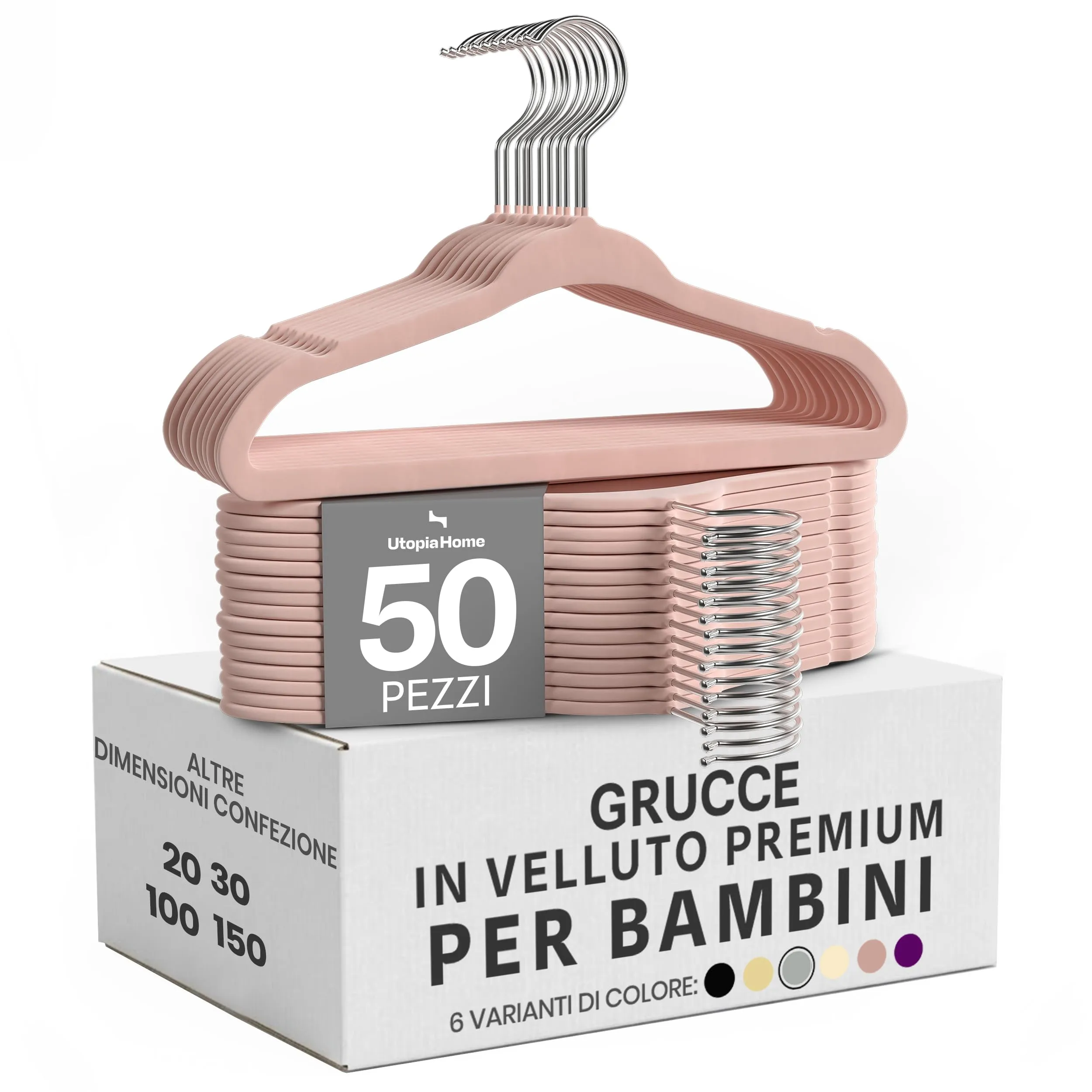 Utopia Home Grucce in Velluto per Bambini, Rosa, Confezione da 50 - immagine 1