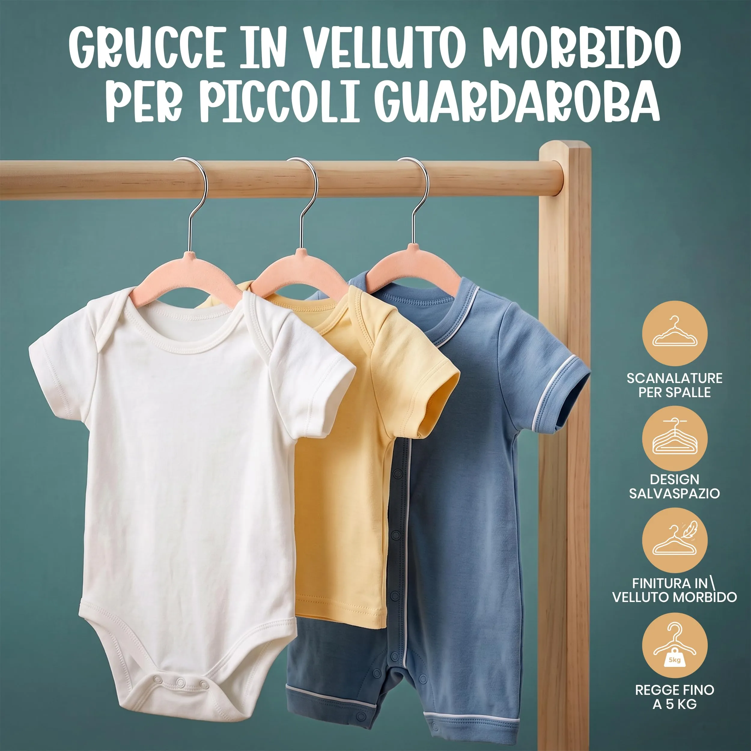 Utopia Home Grucce in Velluto per Bambini, Rosa, Confezione da 50 - immagine 2