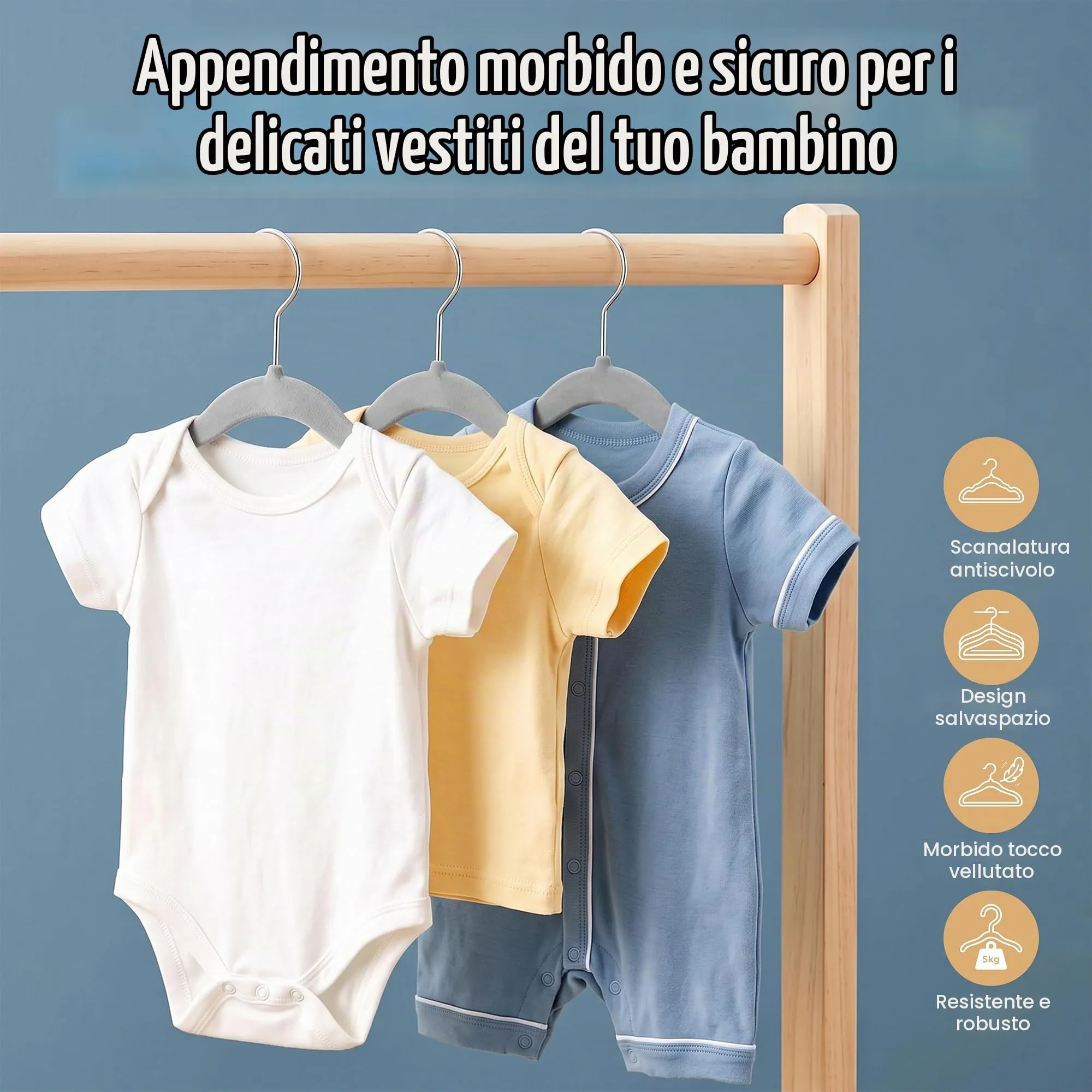Utopia Home Grucce per bambini in velluto, 28 cm, confezione da 20, grigio - immagine 2