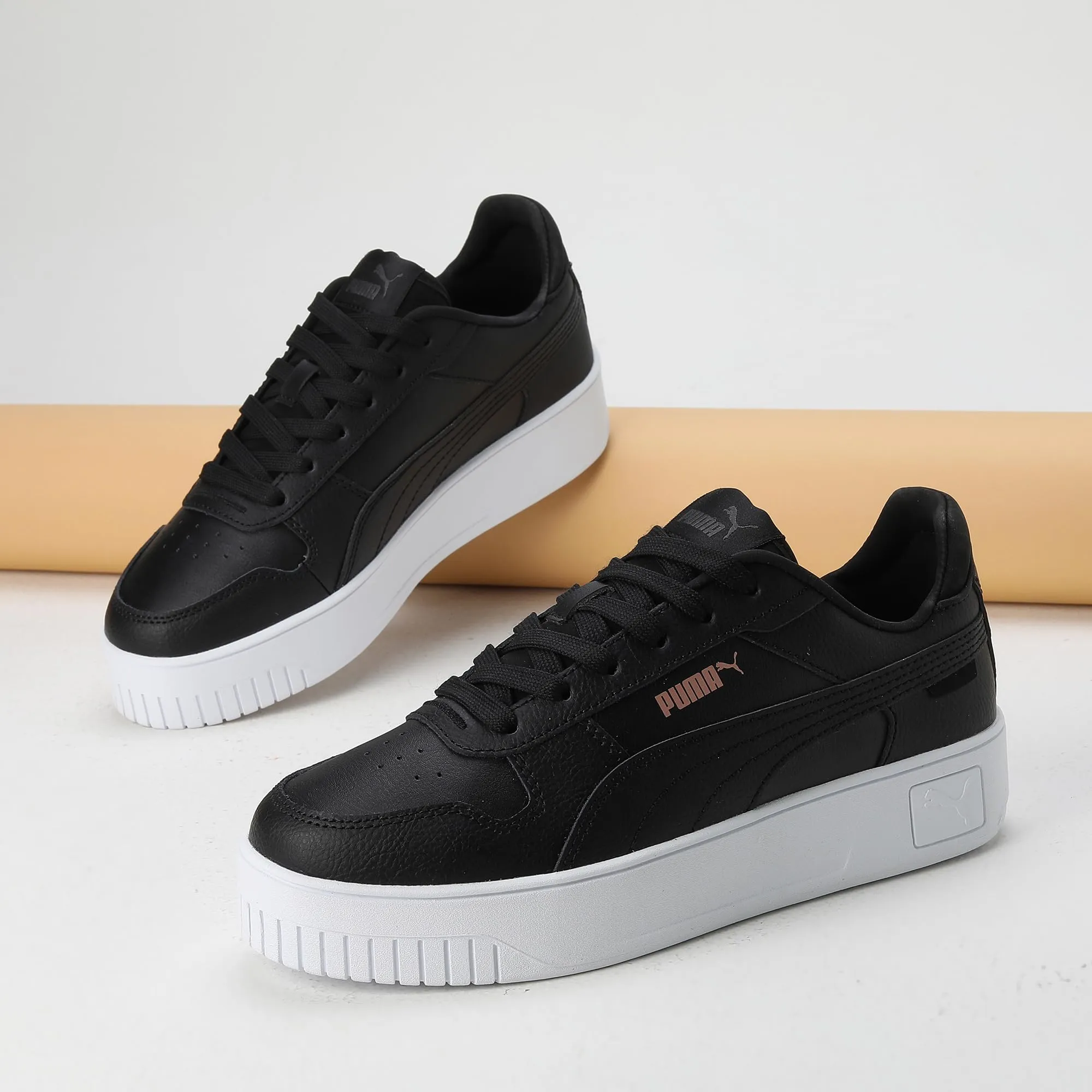 Puma Women Carina Street Sneakers, Black Rose Gold White Metallic, 37 EU - immagine 7