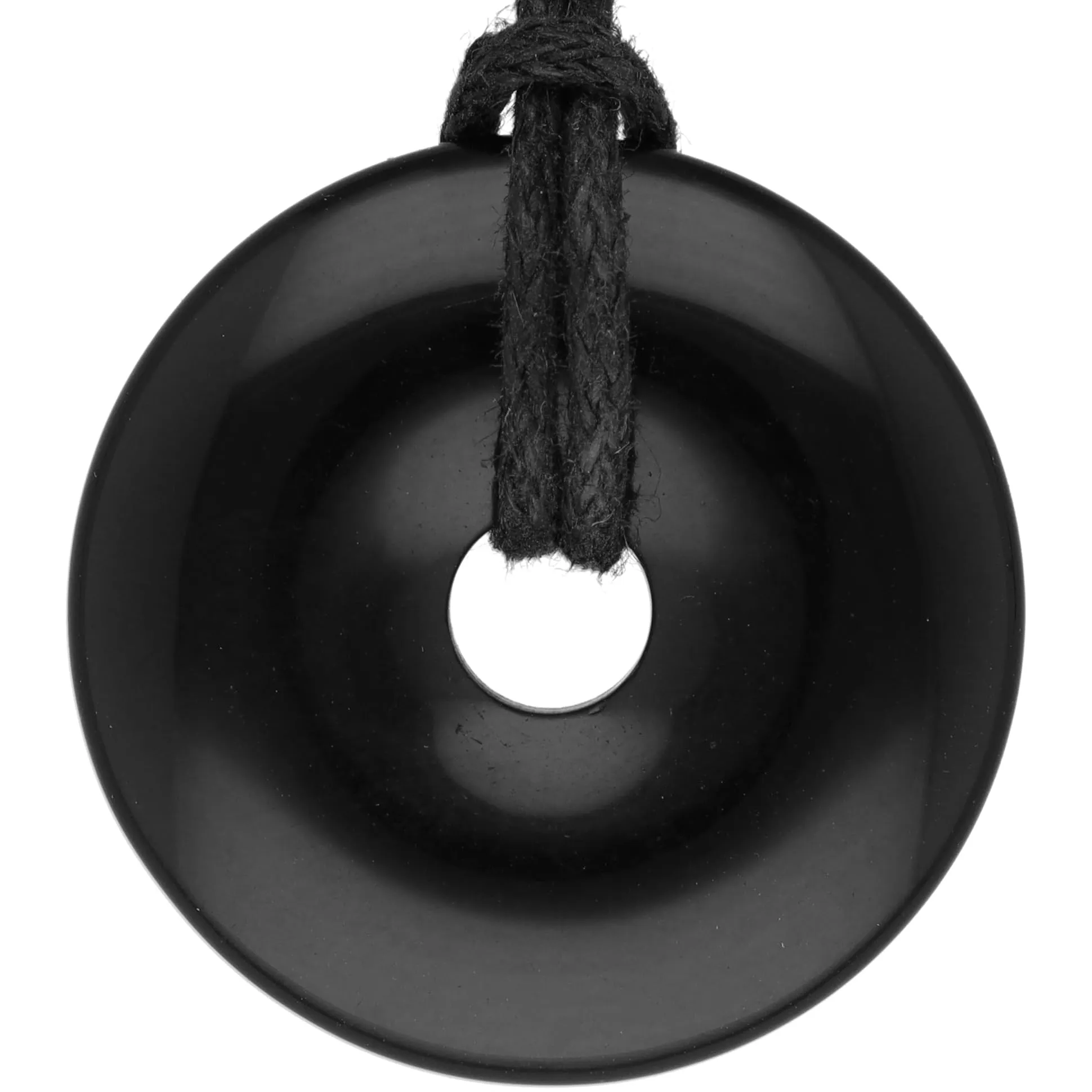 Lebensquelle Plus Donut in Ossidiana 30 mm con Cordoncino in Cotone e Scheda Pietra - immagine 1