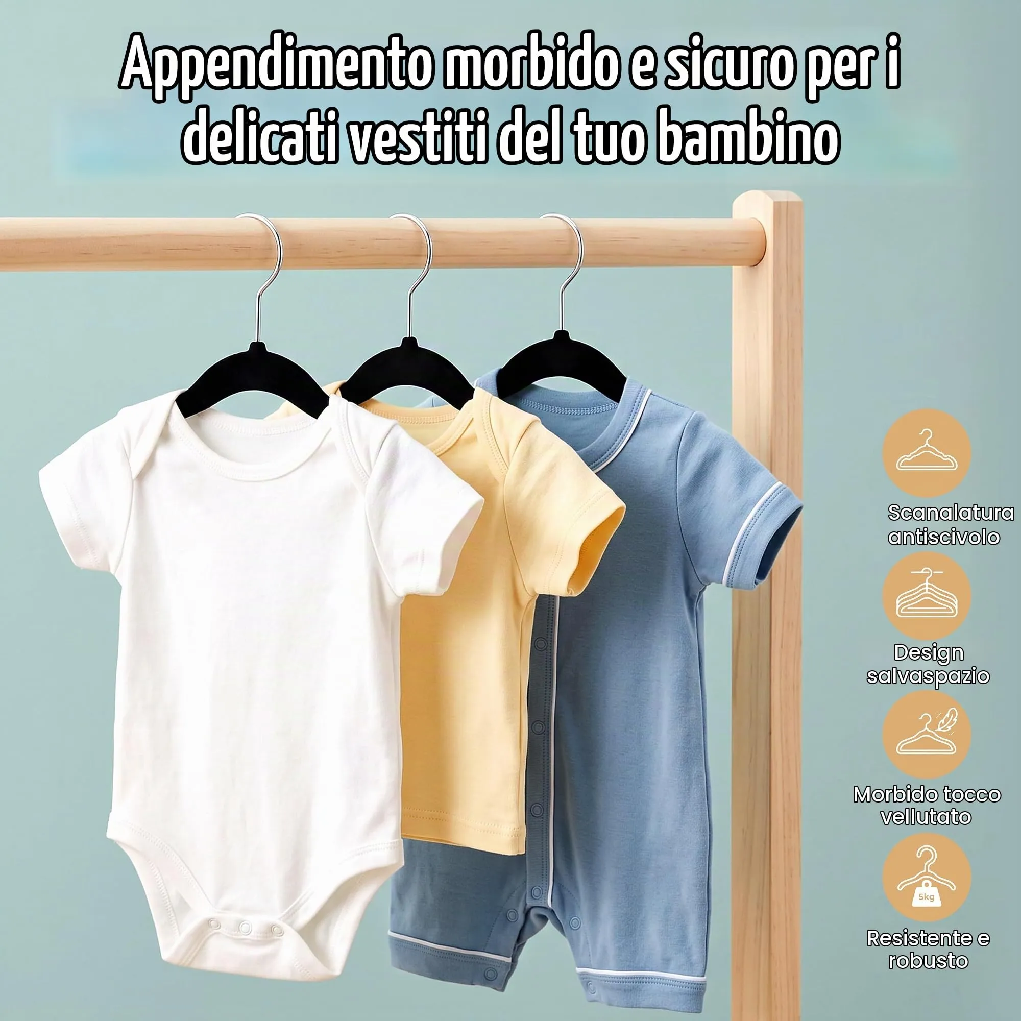 Utopia Home Grucce in velluto per bambini, 28 cm, Nero, Confezione da 50 - immagine 2