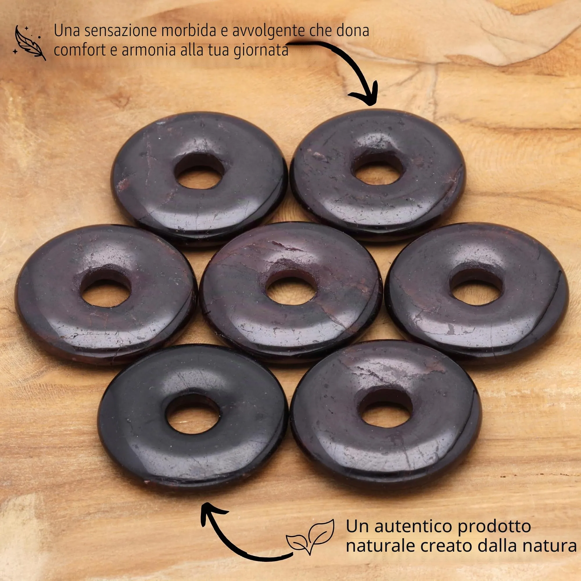 Lebensquelle Plus Donut in Pietra Preziosa 30 mm con Cordoncino in Cotone e Scheda Pietra - immagine 3