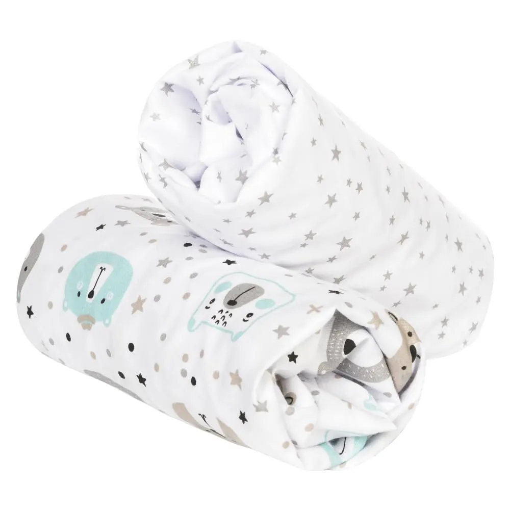 FlyIdeas Set 2 Lenzuola con Angoli Letto Bambino 80x160 cm, 100% Cotone, Cute Bears - immagine 1