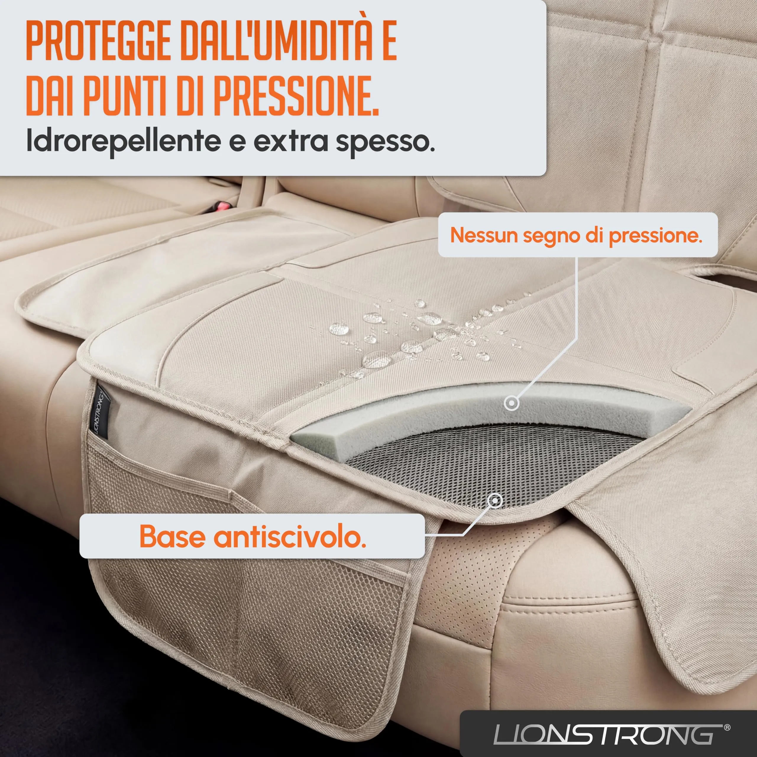 LIONSTRONG Protettori per Sedile Auto Compatibile ISOFIX - Crema - immagine 4