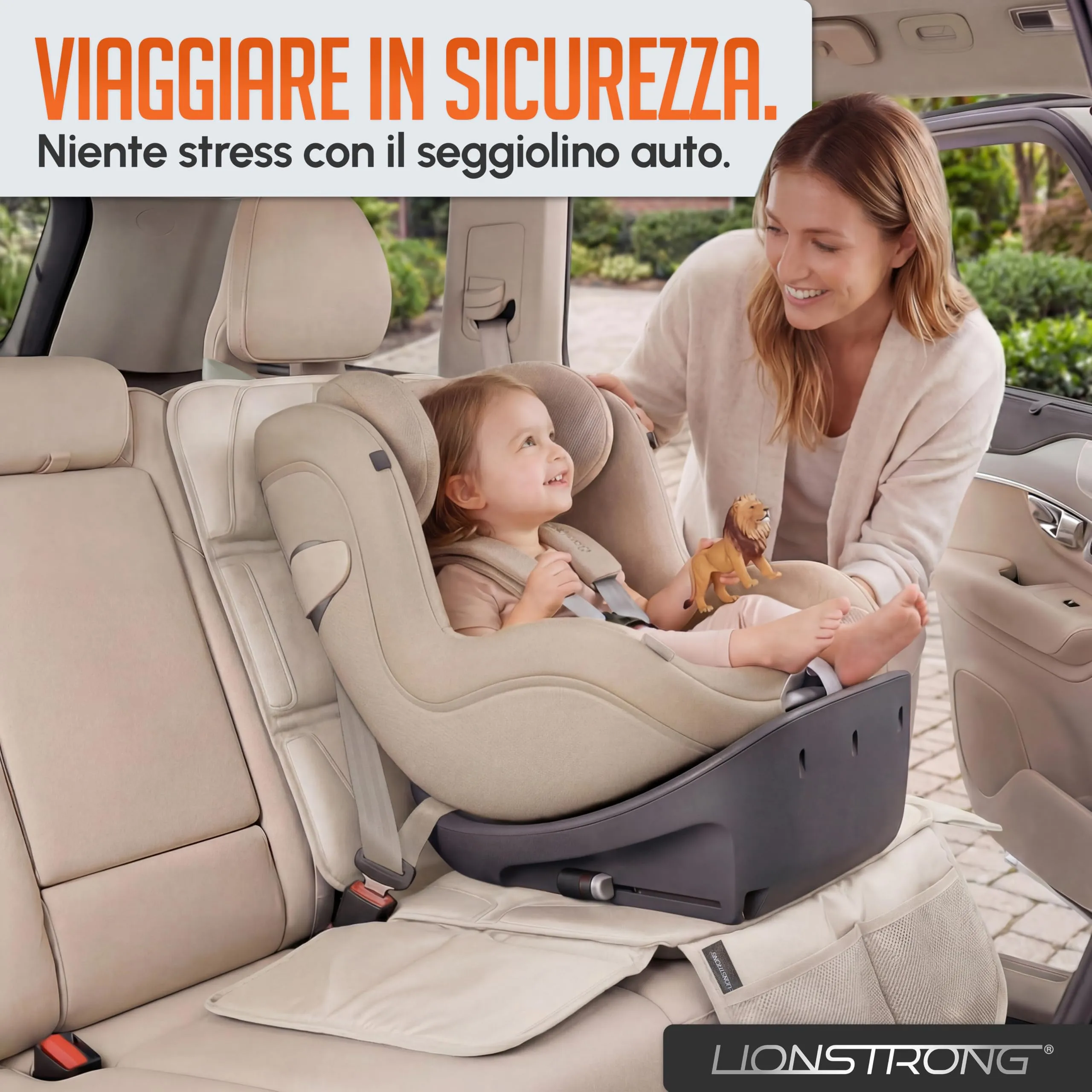 LIONSTRONG Protettori per Sedile Auto Compatibile ISOFIX - Crema - immagine 6