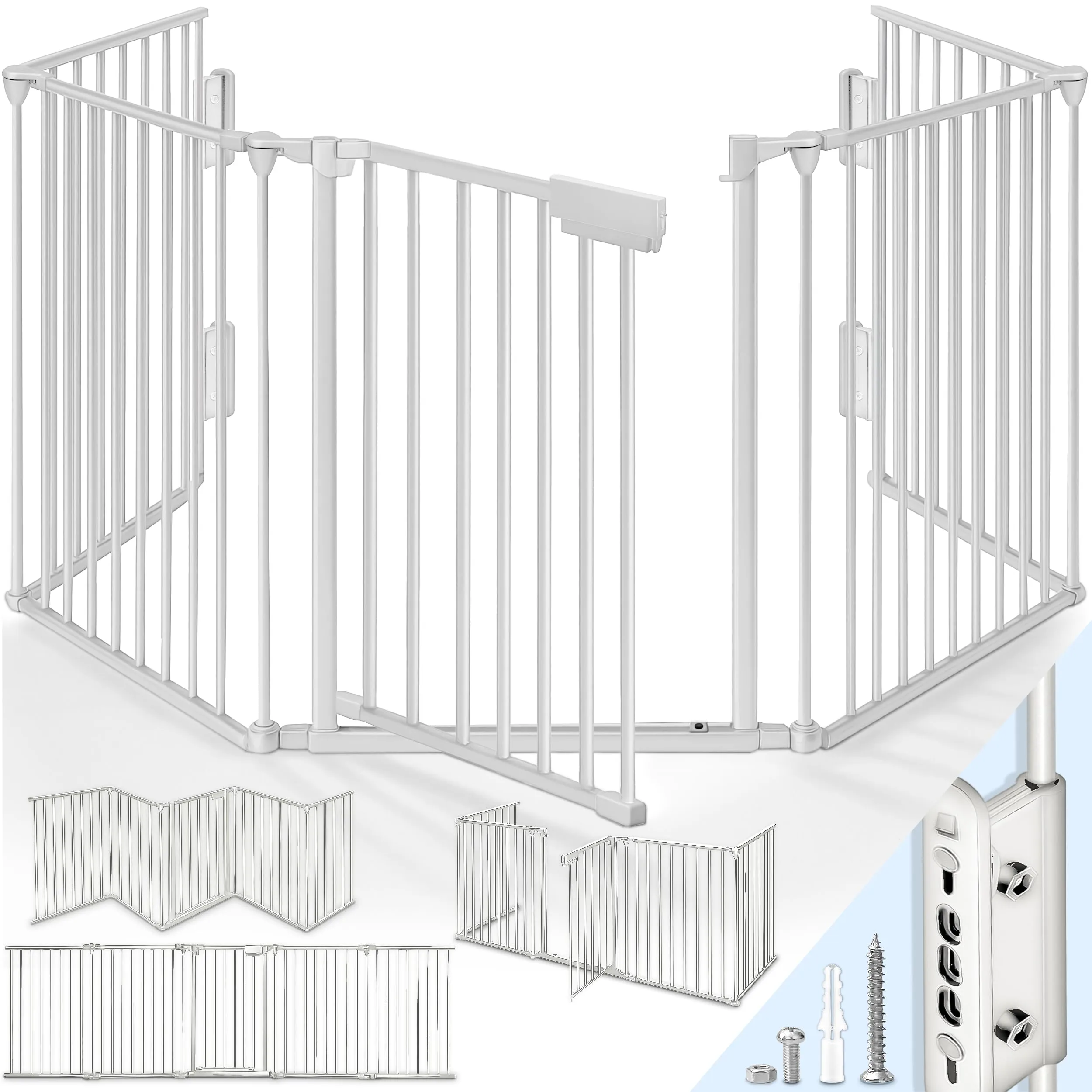 KIDUKU Barriera di Sicurezza 300 cm per Bambini e Animali, Cancelletto Griglia per Camino, Porte e Scale, 5 Pannelli - immagine 1