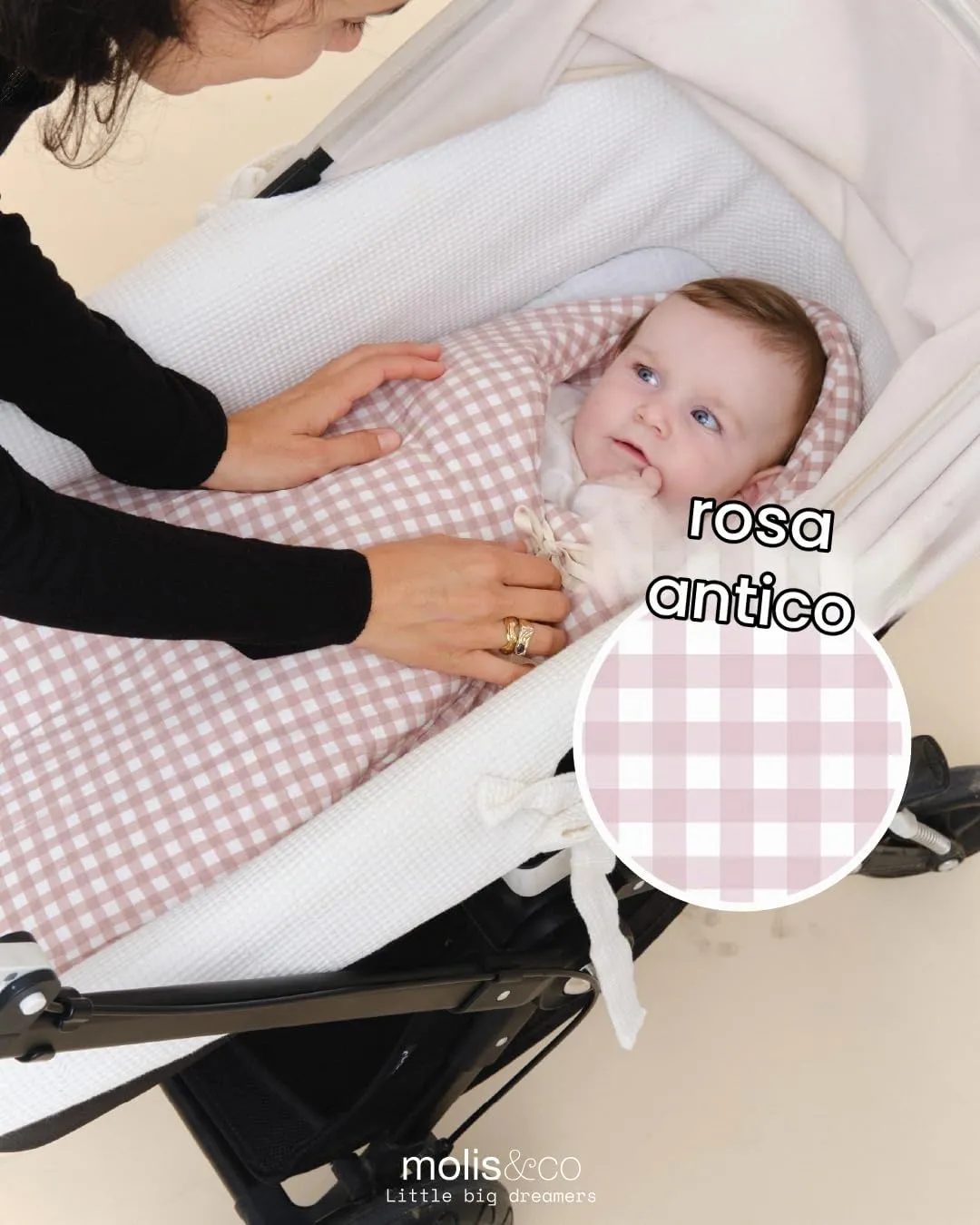 molis&co Sacco Passeggino Invernale Universale TOG 6.5, 100% Cotone OEKO-TEX 100 - Dusty Rose - immagine 5