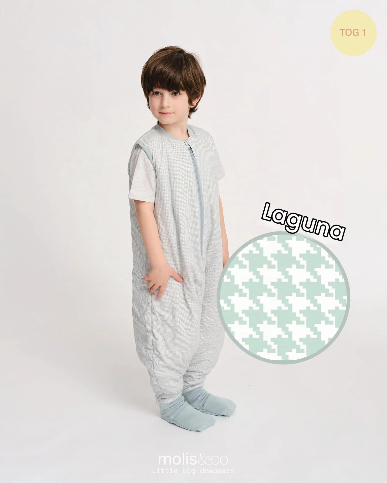 molis&co Sacco Nanna con piedini 1 TOG, 100% Cotone Oeko-TEX 100, Lagoon, 2 anni - immagine 4