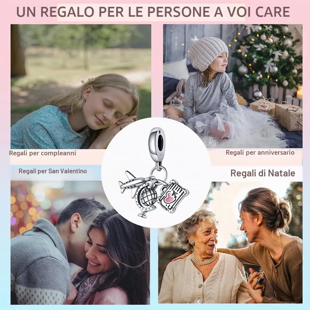 LNQOBU Ciondolo in Argento Sterling 925 con Zircone 5A per Bracciali e Collane Europei da Donna - immagine 5