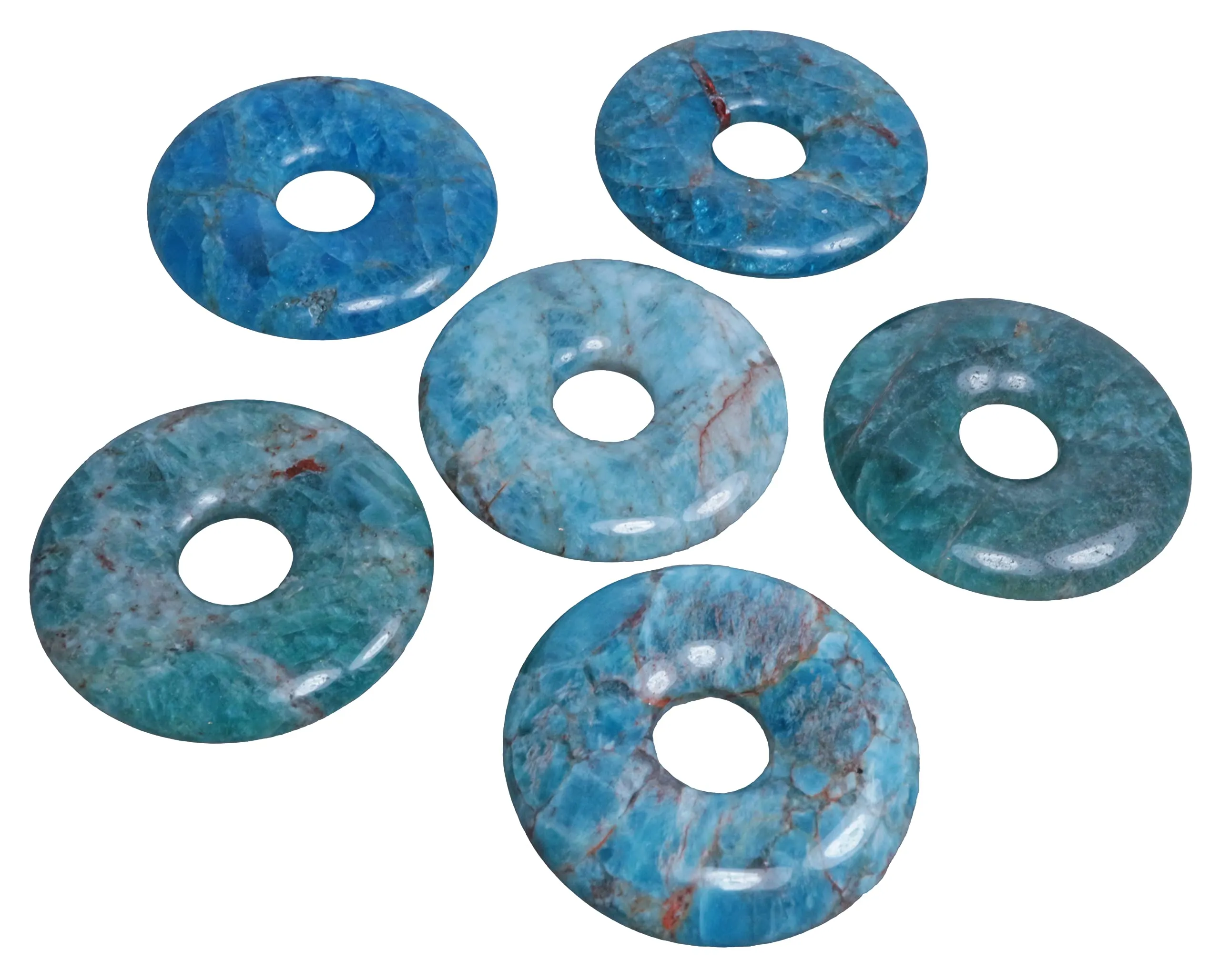 Lebensquelle Plus Apatite Gemstone Donut Necklace 30 mm with Cotton Cord and Stone Info Card - immagine 3