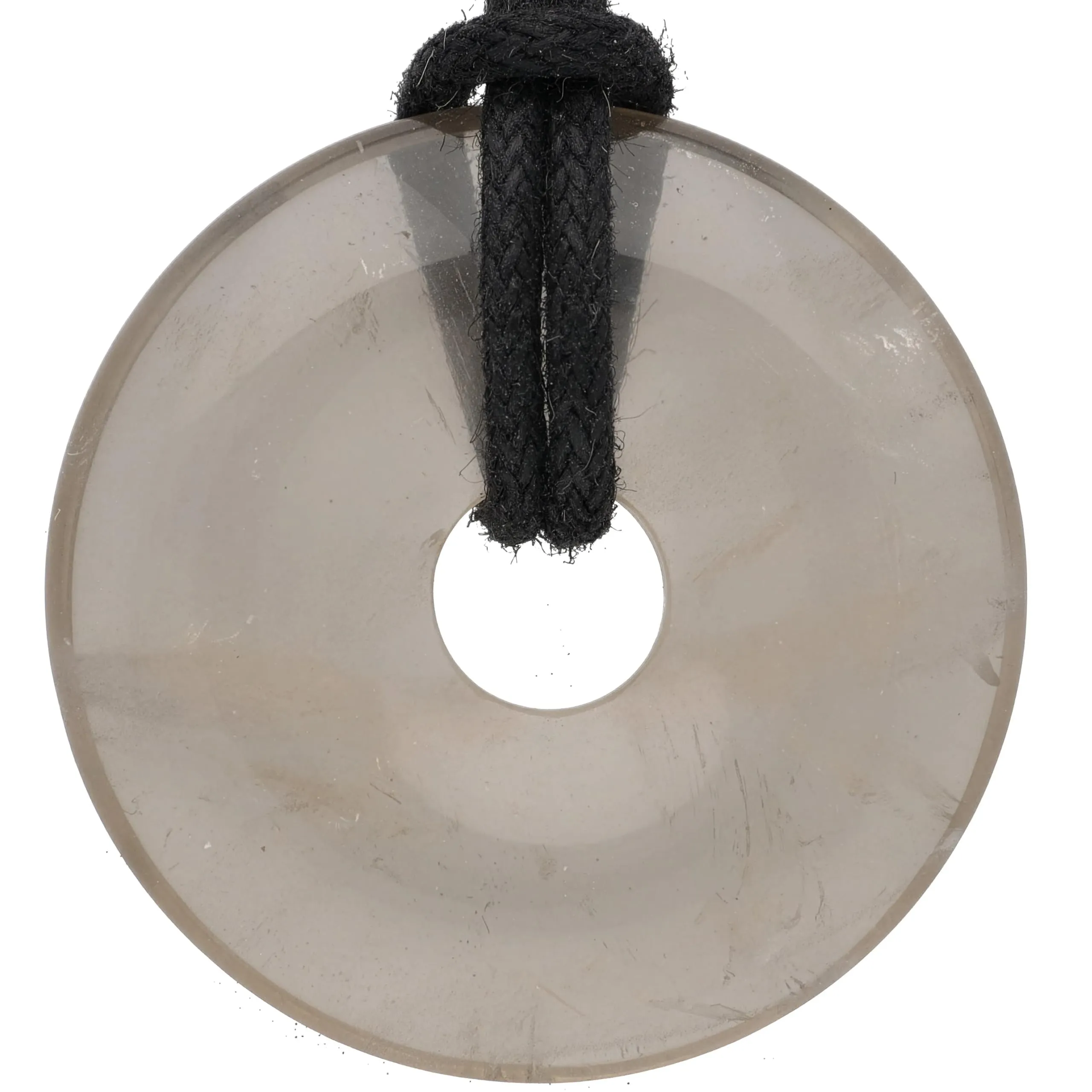 Lebensquelle Plus Donut in Pietra Preziosa Quarzo Fumé 30 mm con Cordoncino in Cotone e Scheda Pietra - immagine 1