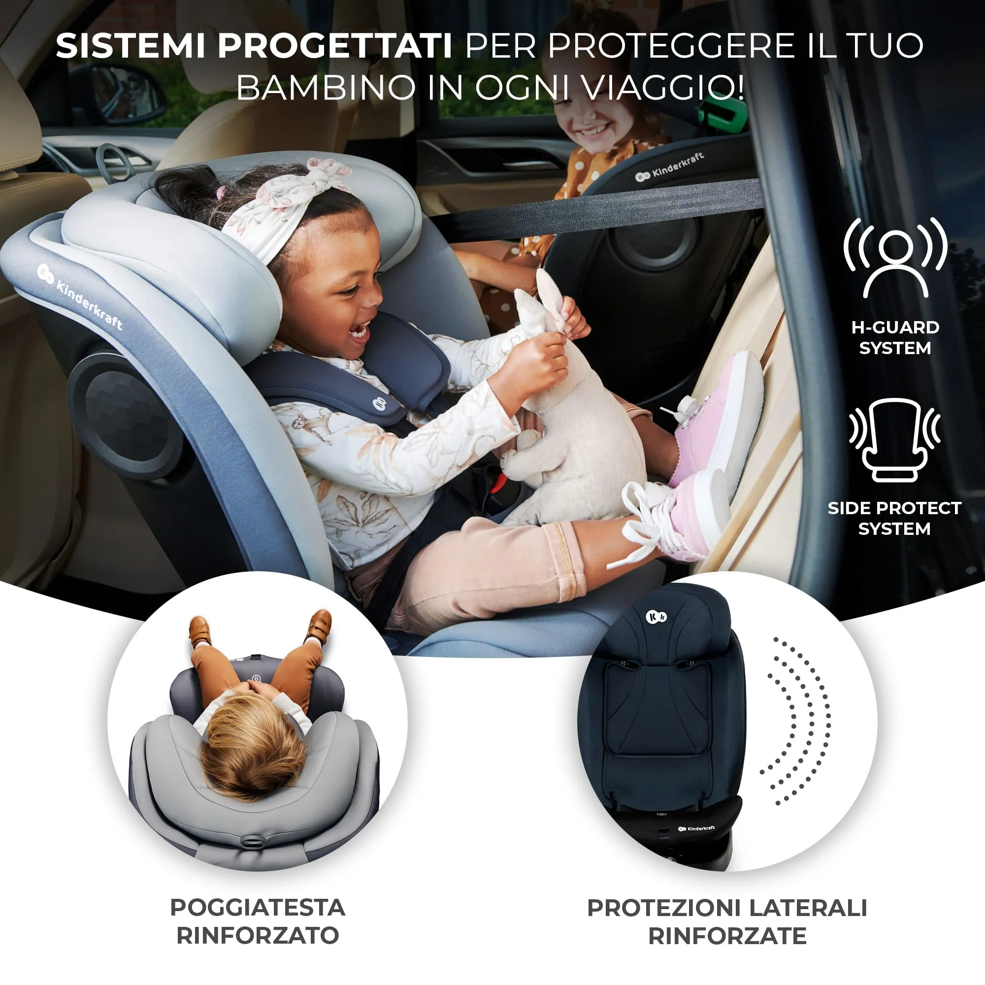 Kinderkraft I-GROW Seggiolino Auto 40-150 cm ISOFIX Girevole 360°, Nero - immagine 4