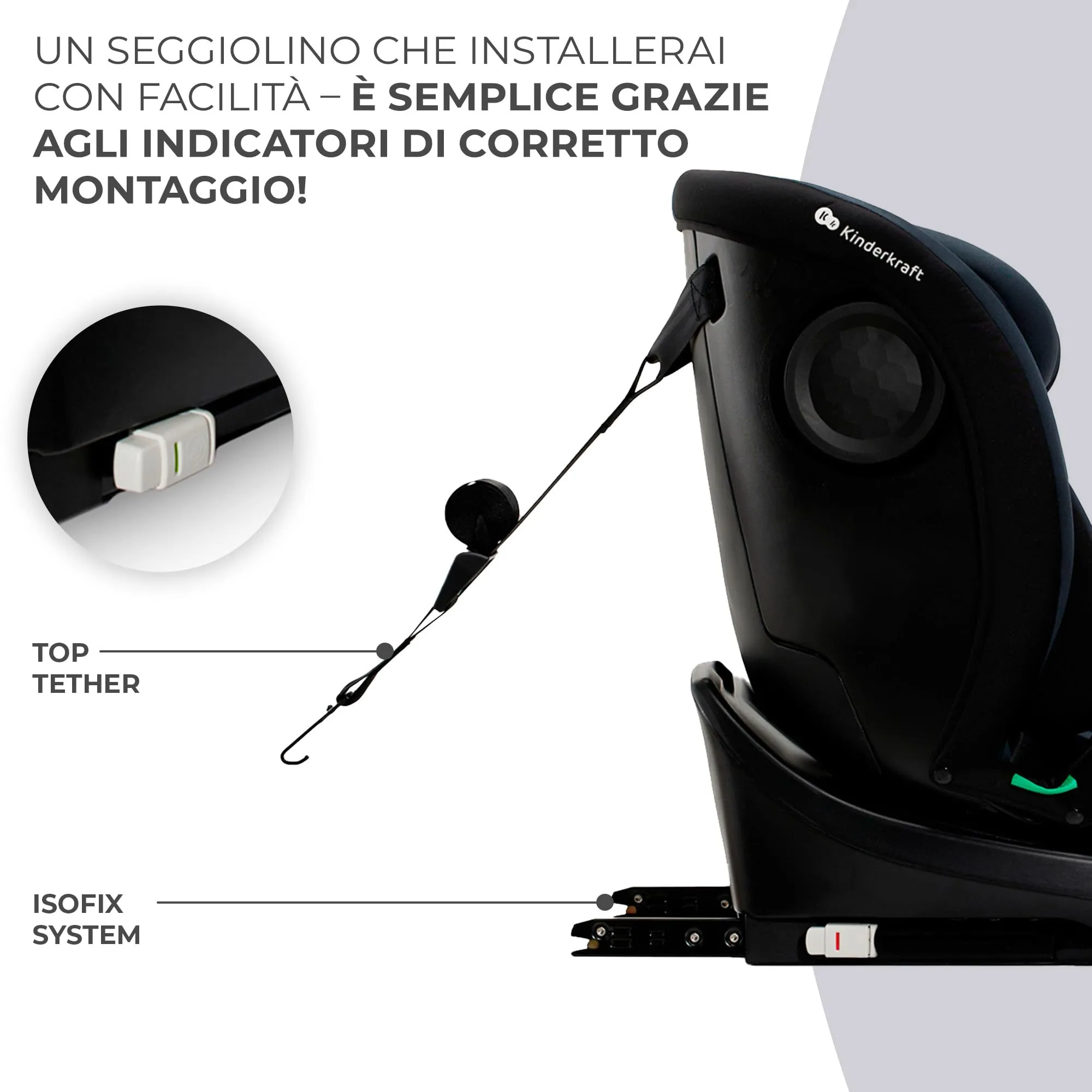 Kinderkraft I-GROW Seggiolino Auto 40-150 cm ISOFIX Girevole 360°, Nero - immagine 6