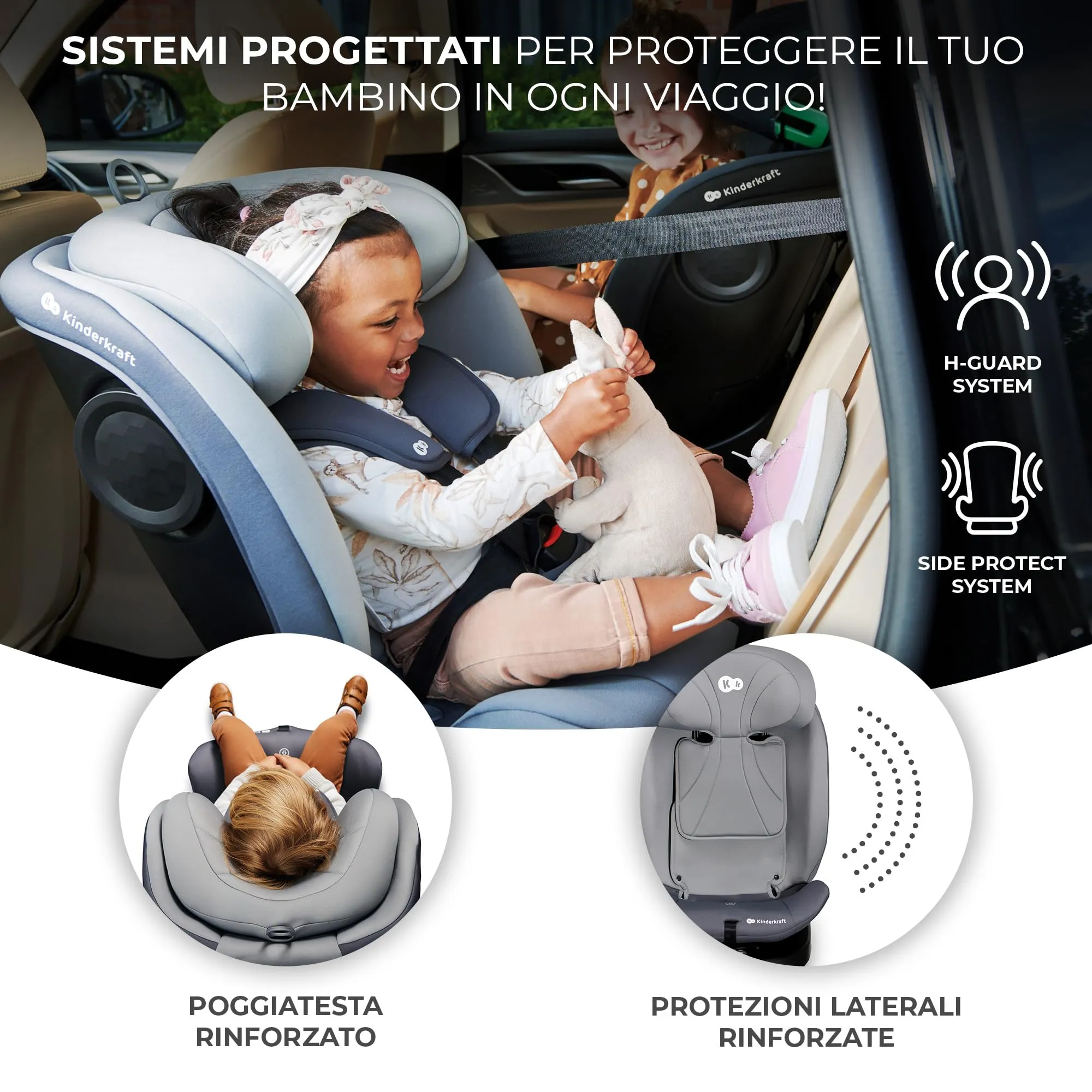 Kinderkraft I-Grow Seggiolino Auto 40-150 cm ISOFIX 360° Grigio - immagine 4