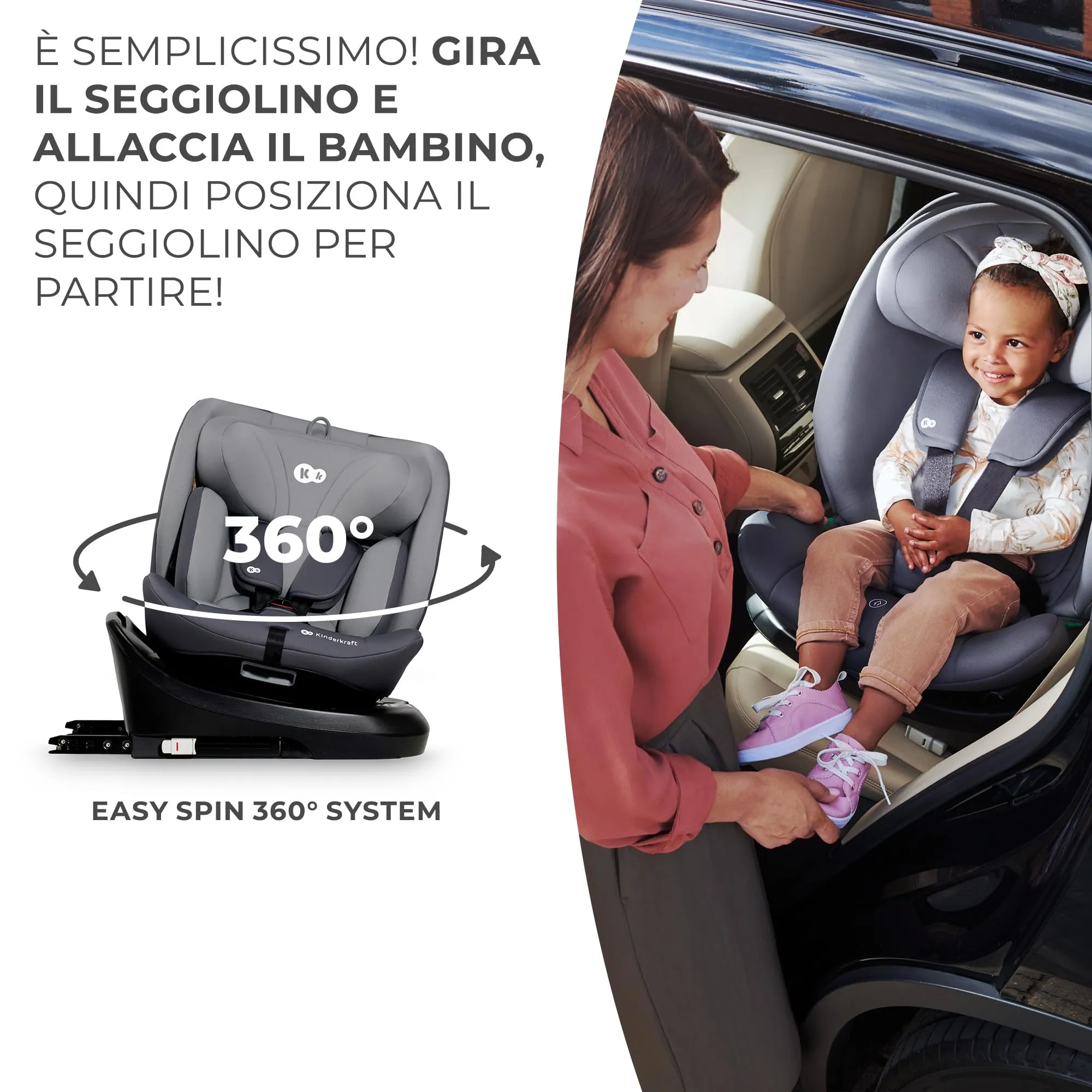 Kinderkraft I-Grow Seggiolino Auto 40-150 cm ISOFIX 360° Grigio - immagine 5