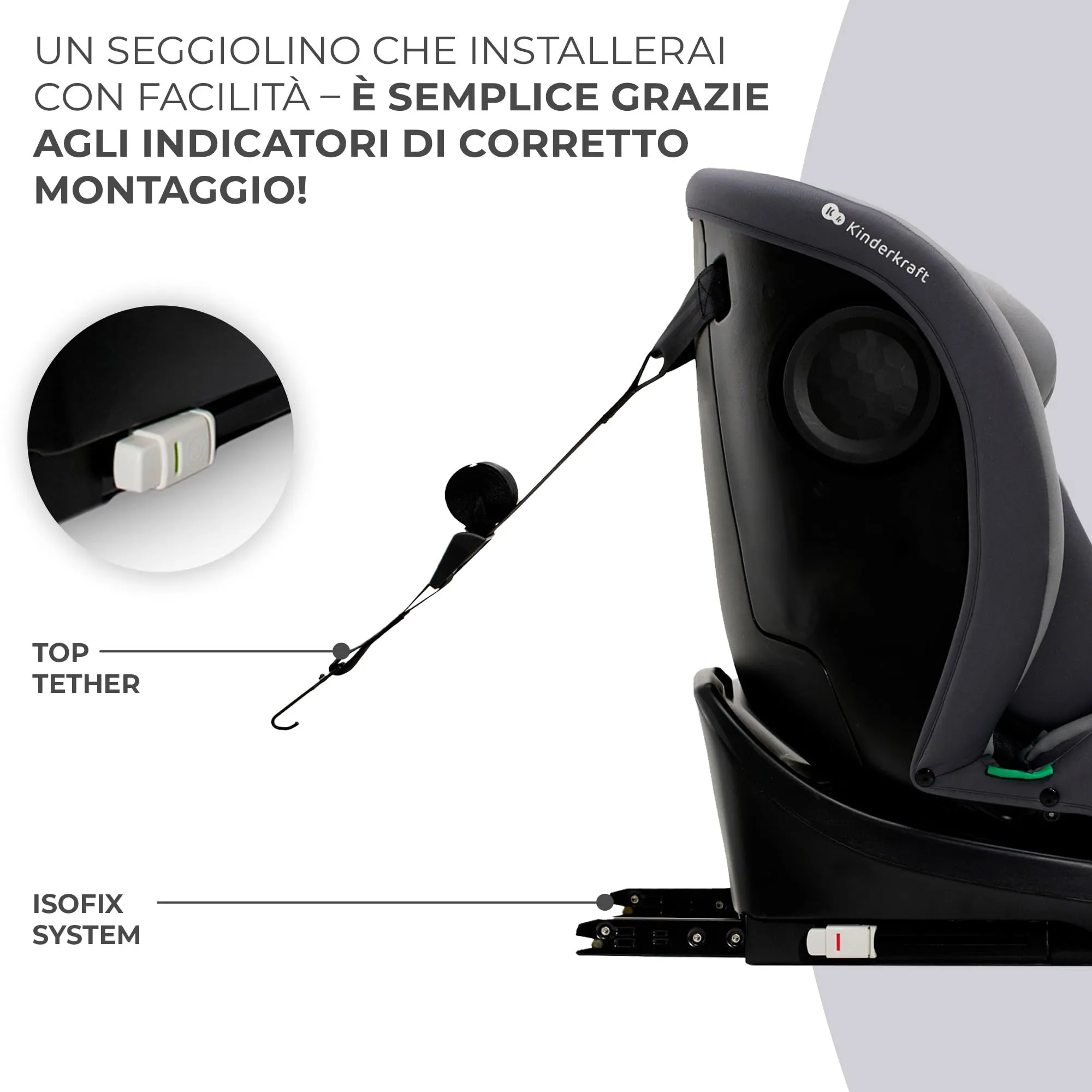 Kinderkraft I-Grow Seggiolino Auto 40-150 cm ISOFIX 360° Grigio - immagine 6