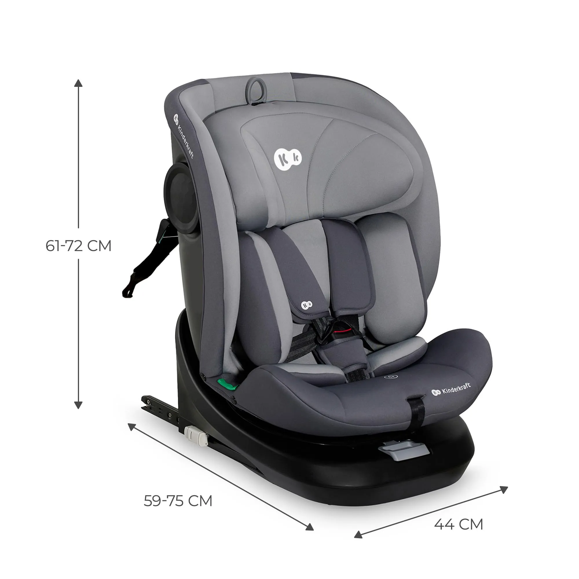 Kinderkraft I-Grow Seggiolino Auto 40-150 cm ISOFIX 360° Grigio - immagine 9