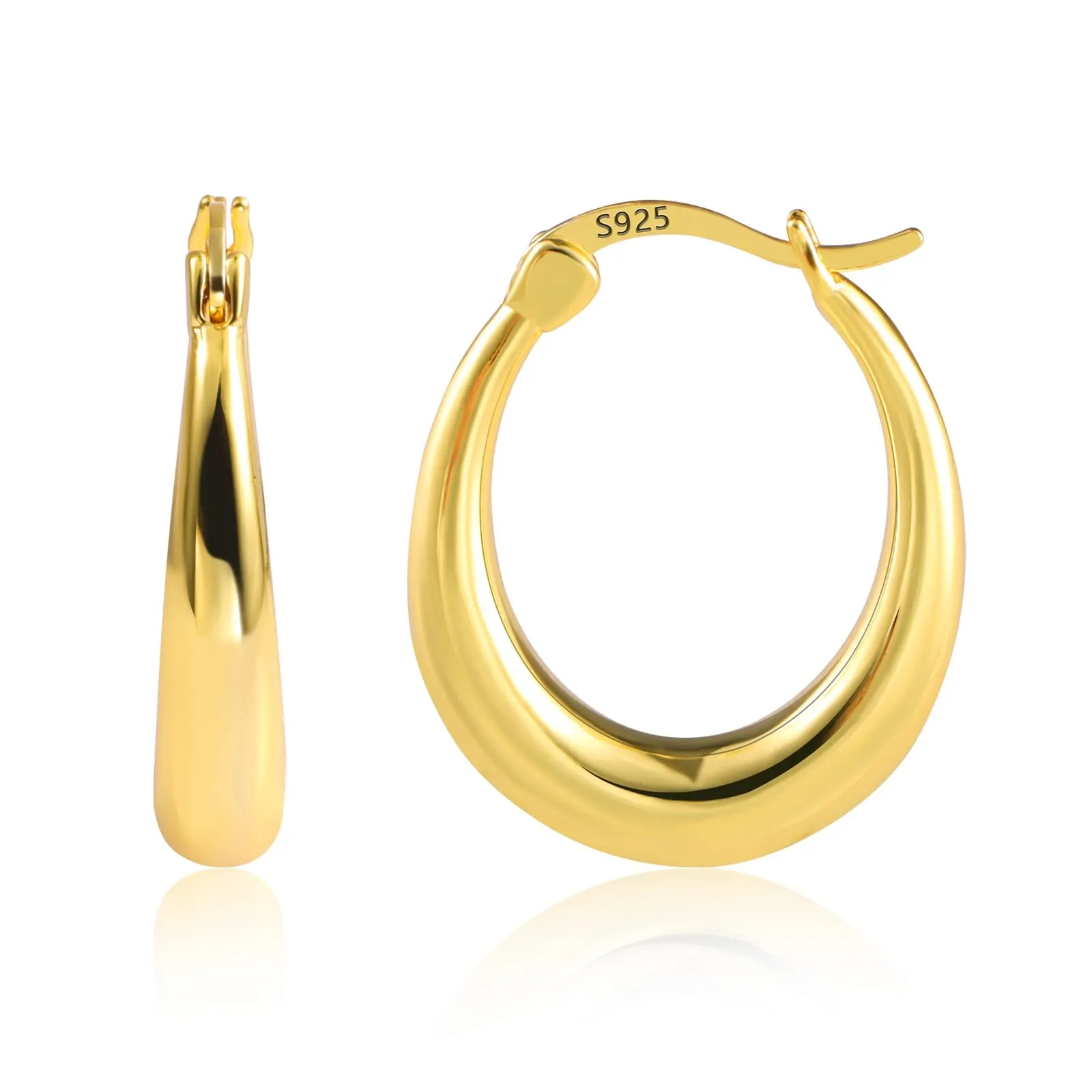 KISSPAT Orecchini a Cerchio Ovali Chunky a Goccia in Oro 14K KPDE766G - immagine 1