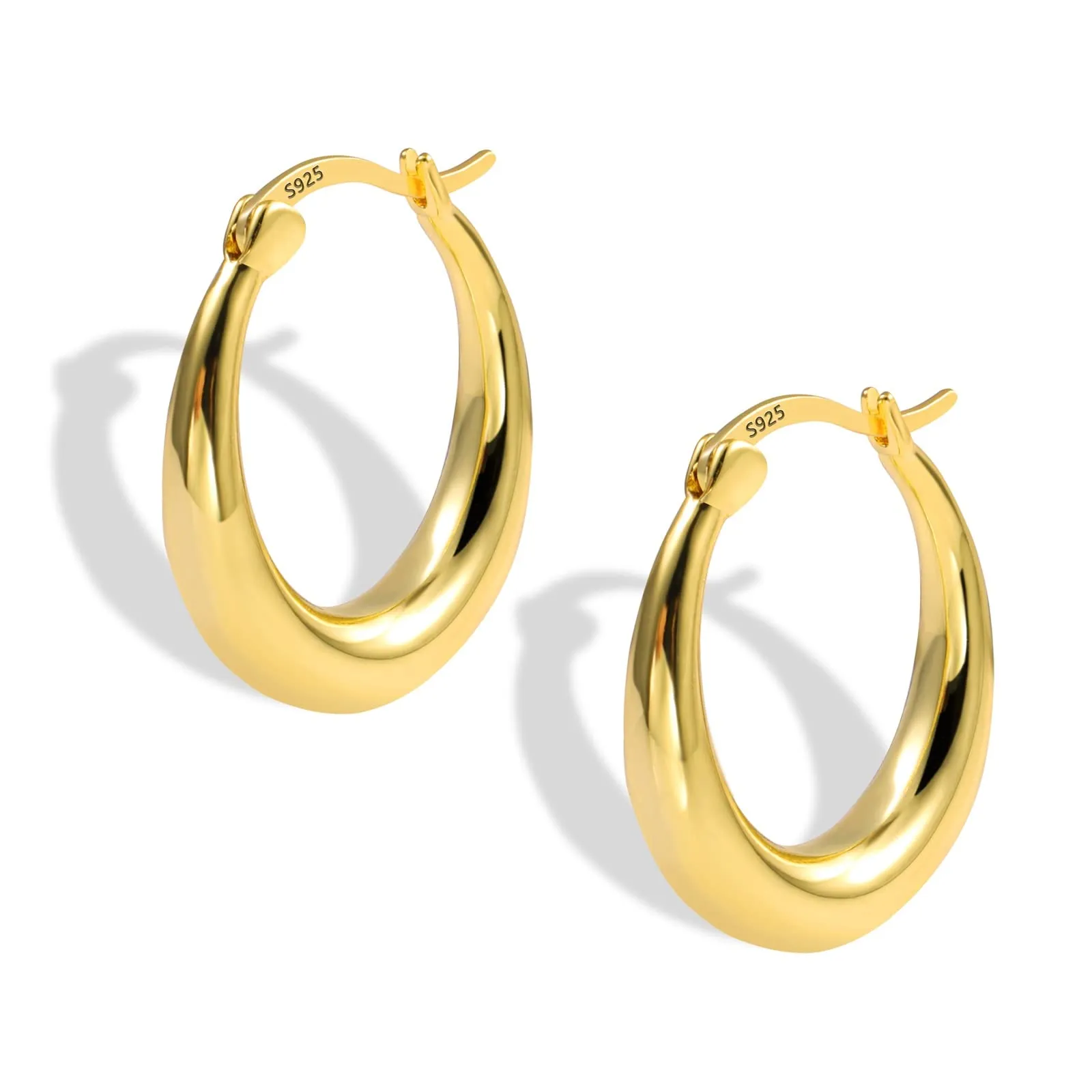 KISSPAT Orecchini a Cerchio Ovali Chunky a Goccia in Oro 14K KPDE766G - immagine 2