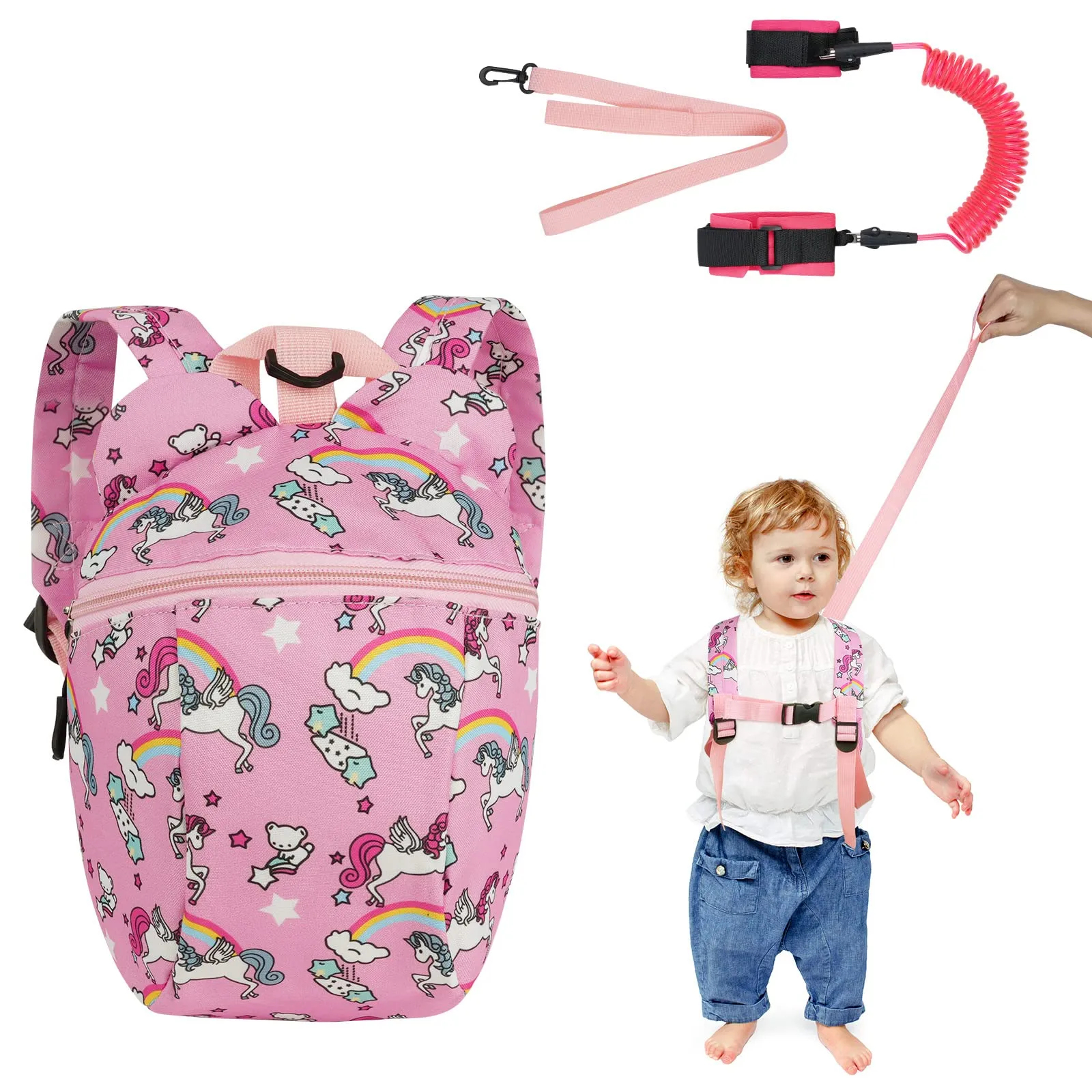 Aomig Zaino con Imbracatura di Sicurezza e Guinzaglio Anti-perso per Bambini, Unicorno - immagine 1