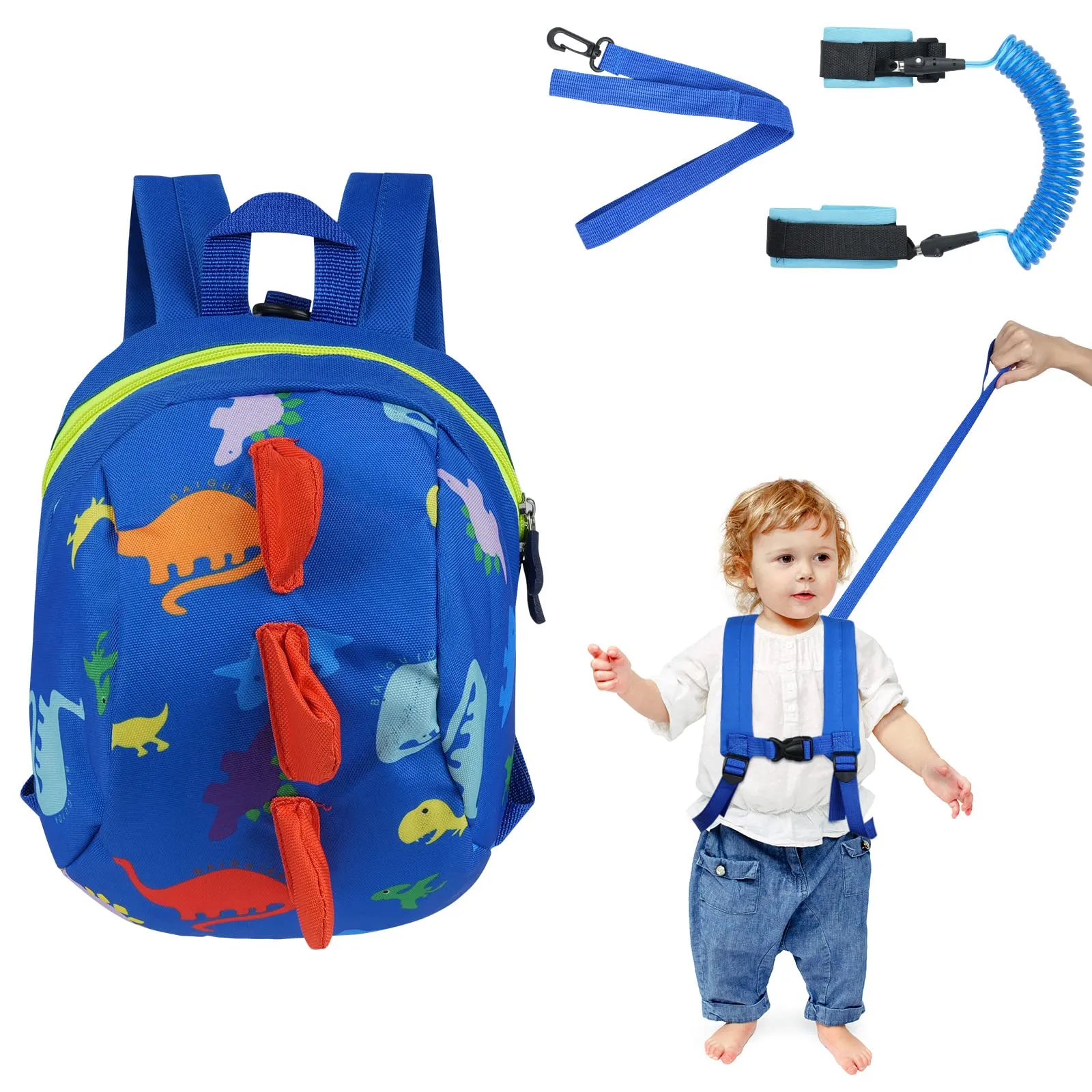 Aomig Zaino con Imbracatura di Sicurezza e Guinzaglio Anti-perso per Bambini, Modello Dinosauro - immagine 1
