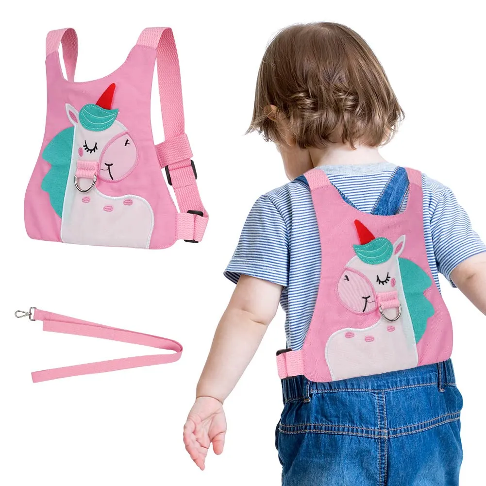 Aomig Imbracatura di Sicurezza Guinzaglio Anti-perso per Bambini, Cavallino Rosa - immagine 2