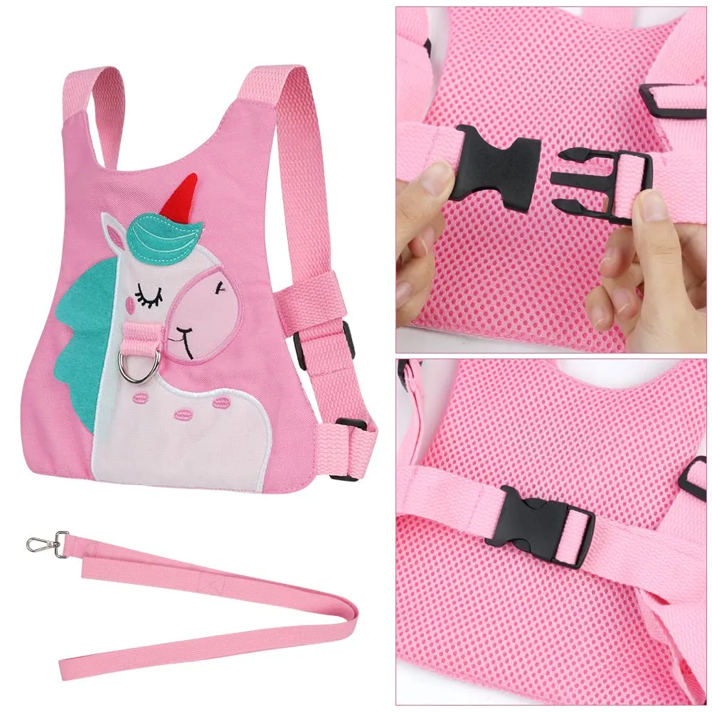 Aomig Imbracatura di Sicurezza Guinzaglio Anti-perso per Bambini, Cavallino Rosa - immagine 4