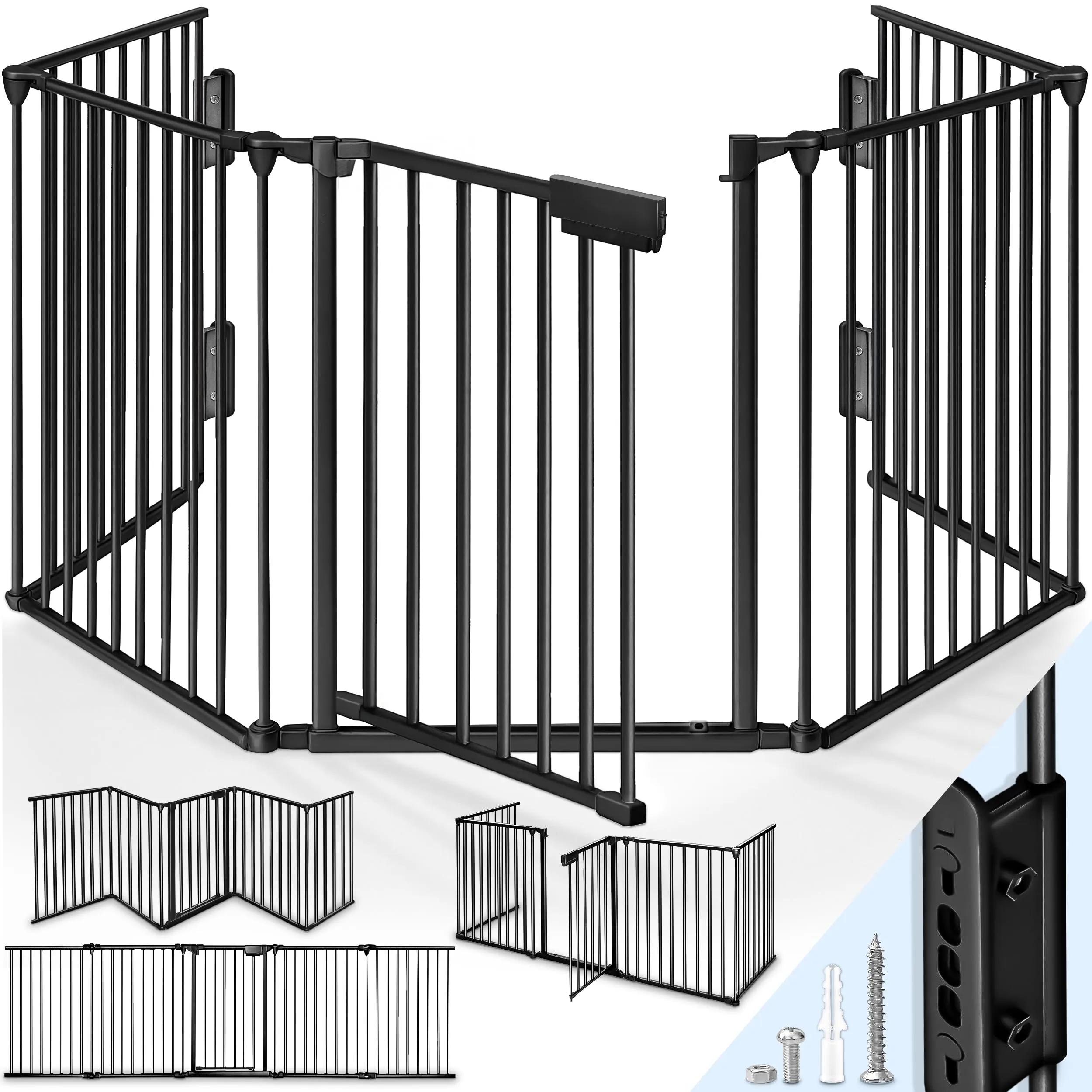 KIDUKU Barriera di sicurezza 600 cm per Bambini e Animali, Cancelletto Griglia di Sicurezza per Camino, Pieghevole, 10 Pannelli - immagine 1