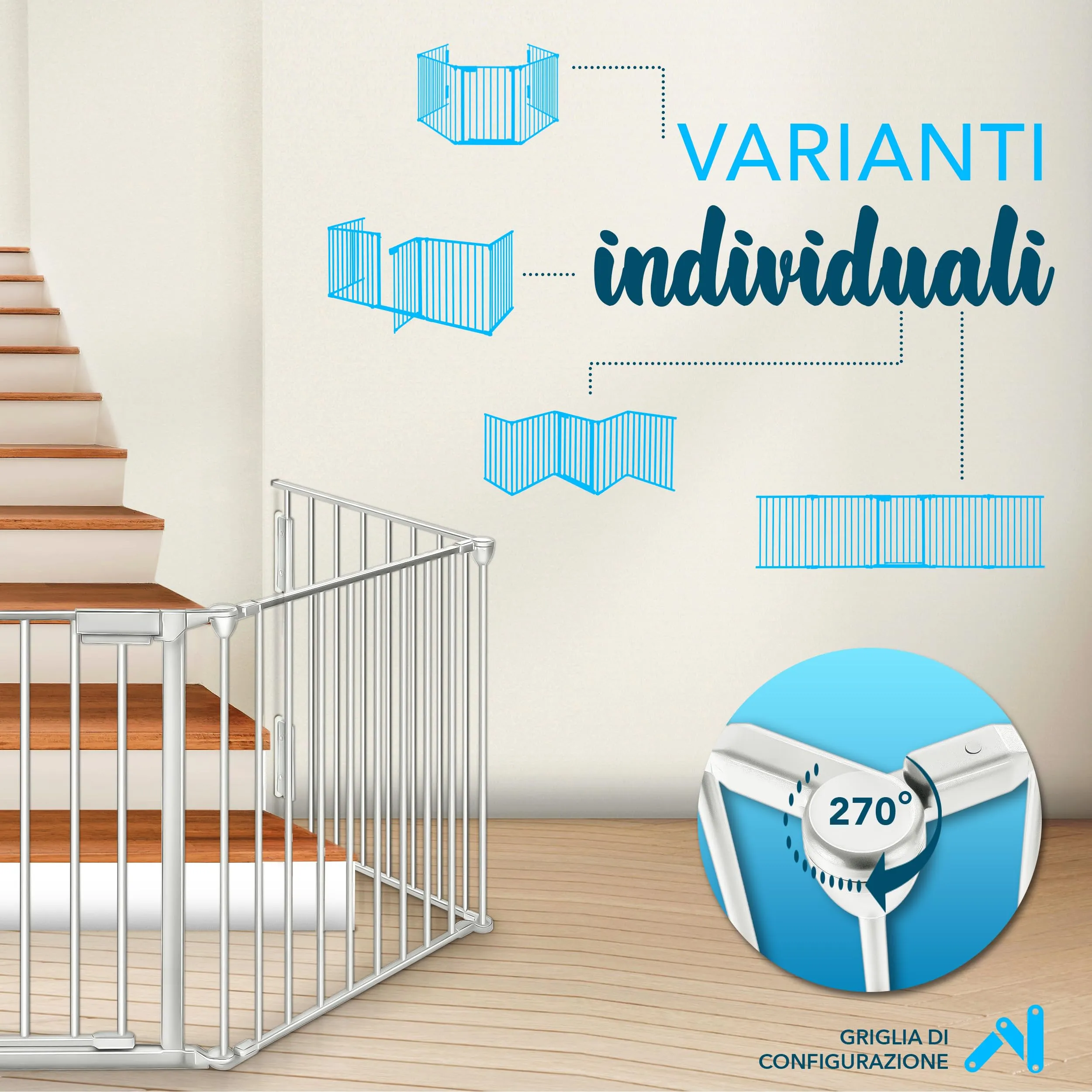 KIDUKU Barriera di sicurezza 600 cm per Bambini e Animali, Cancelletto Griglia di Sicurezza per Camino, Pieghevole, 10 Pannelli - immagine 2