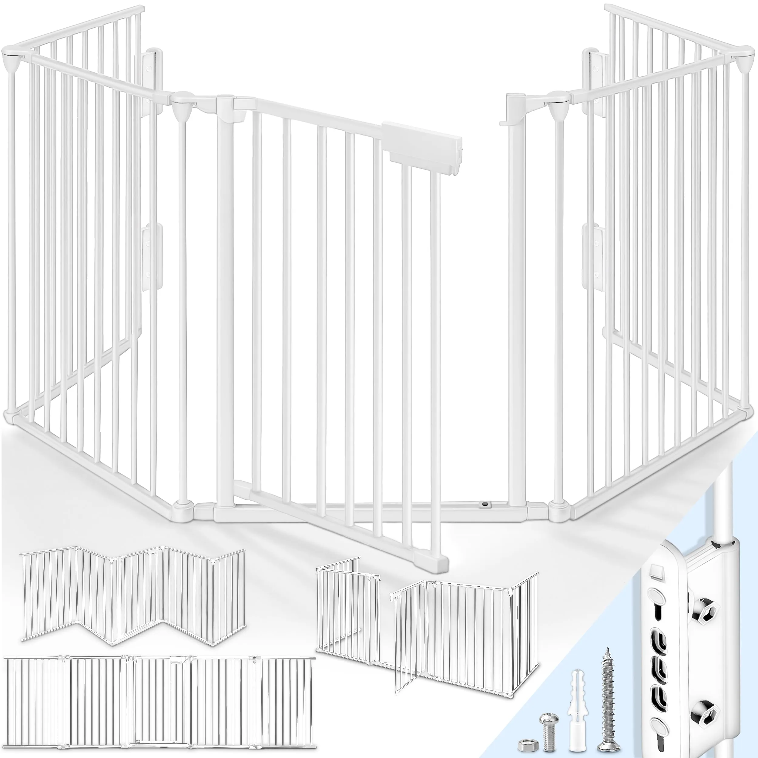 KIDUKU Barriera di sicurezza per Bambini e Animali, 480 cm, Cancelletto Griglia di Sicurezza per Camino, Pieghevole, 8 Pannelli - immagine 1