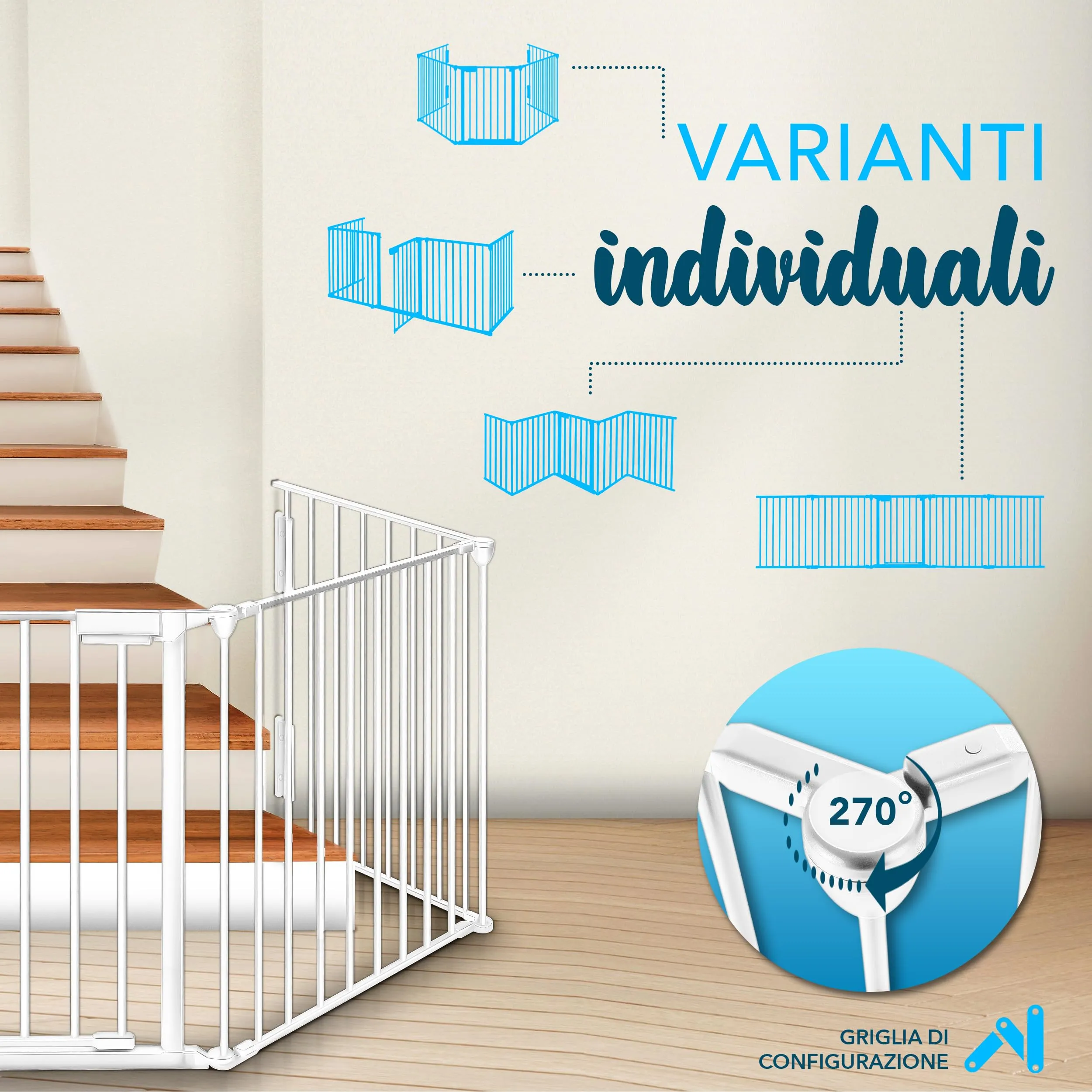 KIDUKU Barriera di sicurezza per Bambini e Animali, 480 cm, Cancelletto Griglia di Sicurezza per Camino, Pieghevole, 8 Pannelli - immagine 2