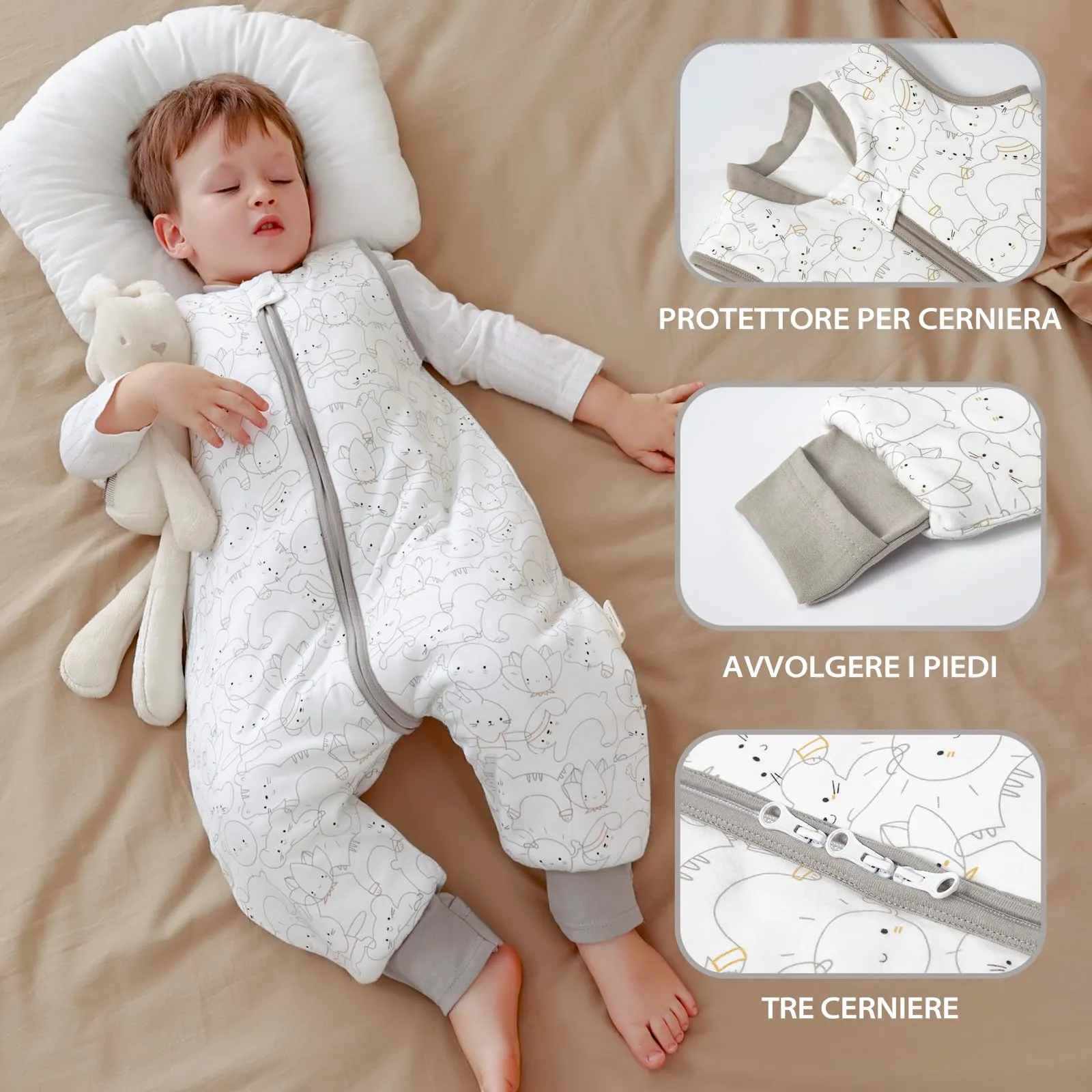 MIKAFEN Sacco Nanna con Gambe per Bambini, 2.5 Tog, 18-36 Mesi - immagine 4