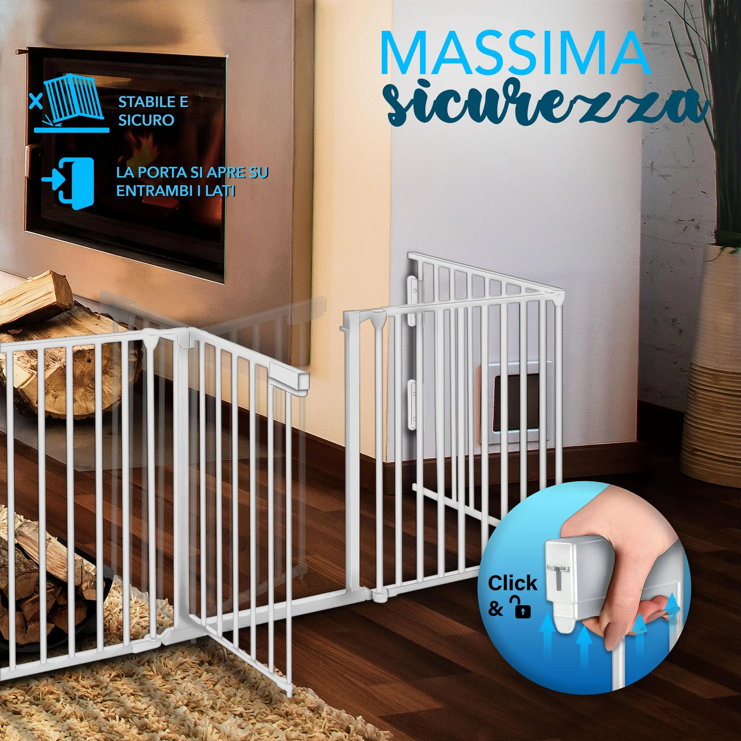 KIDUKU Barriera di Sicurezza per Bambini e Animali, 540 cm, Cancelletto Griglia per Camino, Porte e Scale, 9 Pannelli - immagine 4