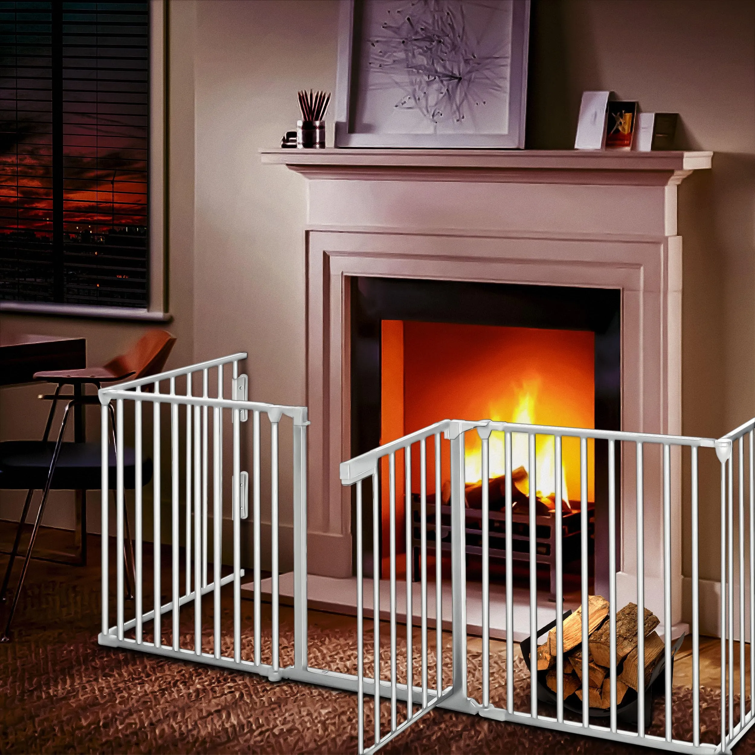 KIDUKU Barriera di Sicurezza per Bambini e Animali, 540 cm, Cancelletto Griglia per Camino, Porte e Scale, 9 Pannelli - immagine 6