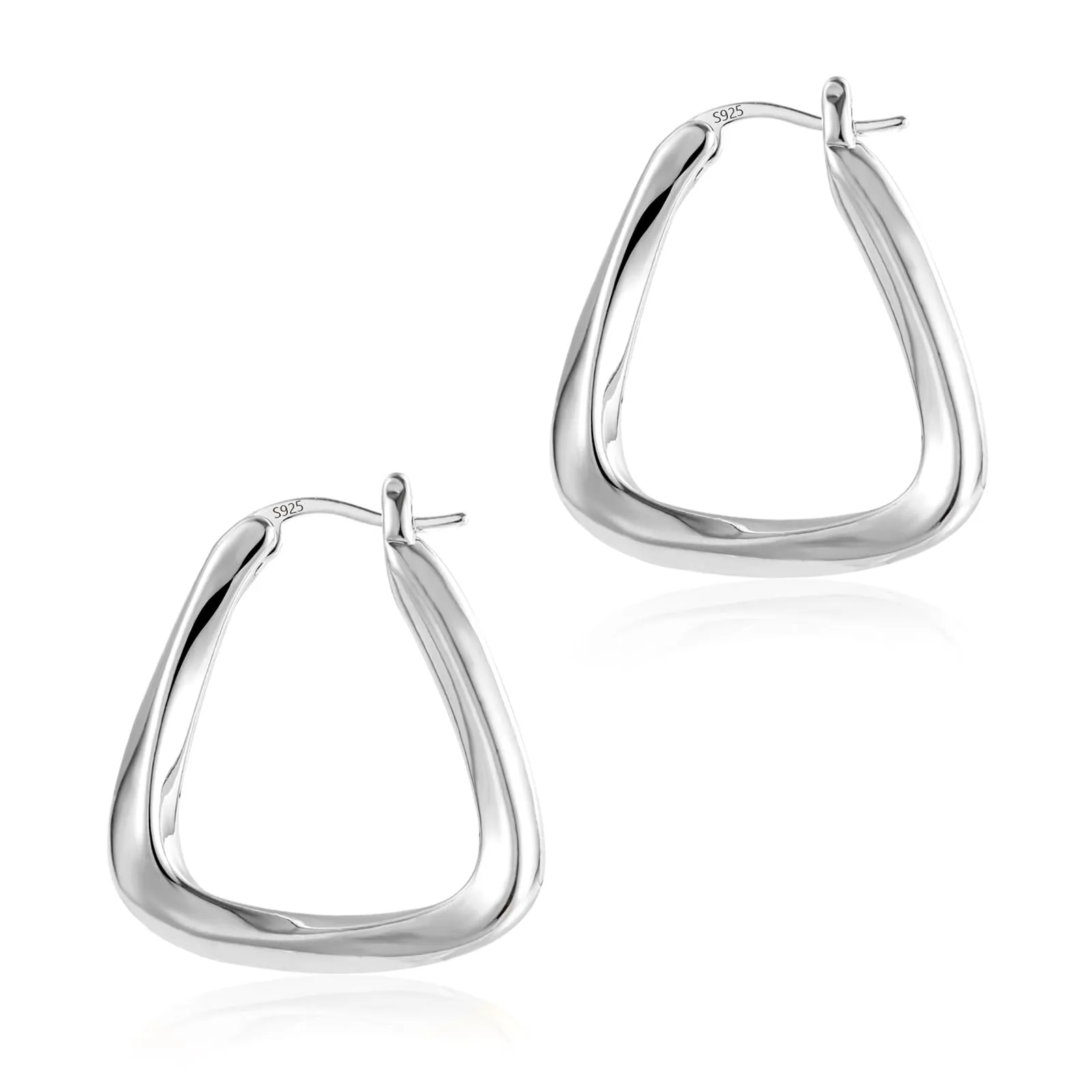 KISSPAT Orecchini Geometrici Triangolo Cerchio Chunky Argento KPDE796S - immagine 2